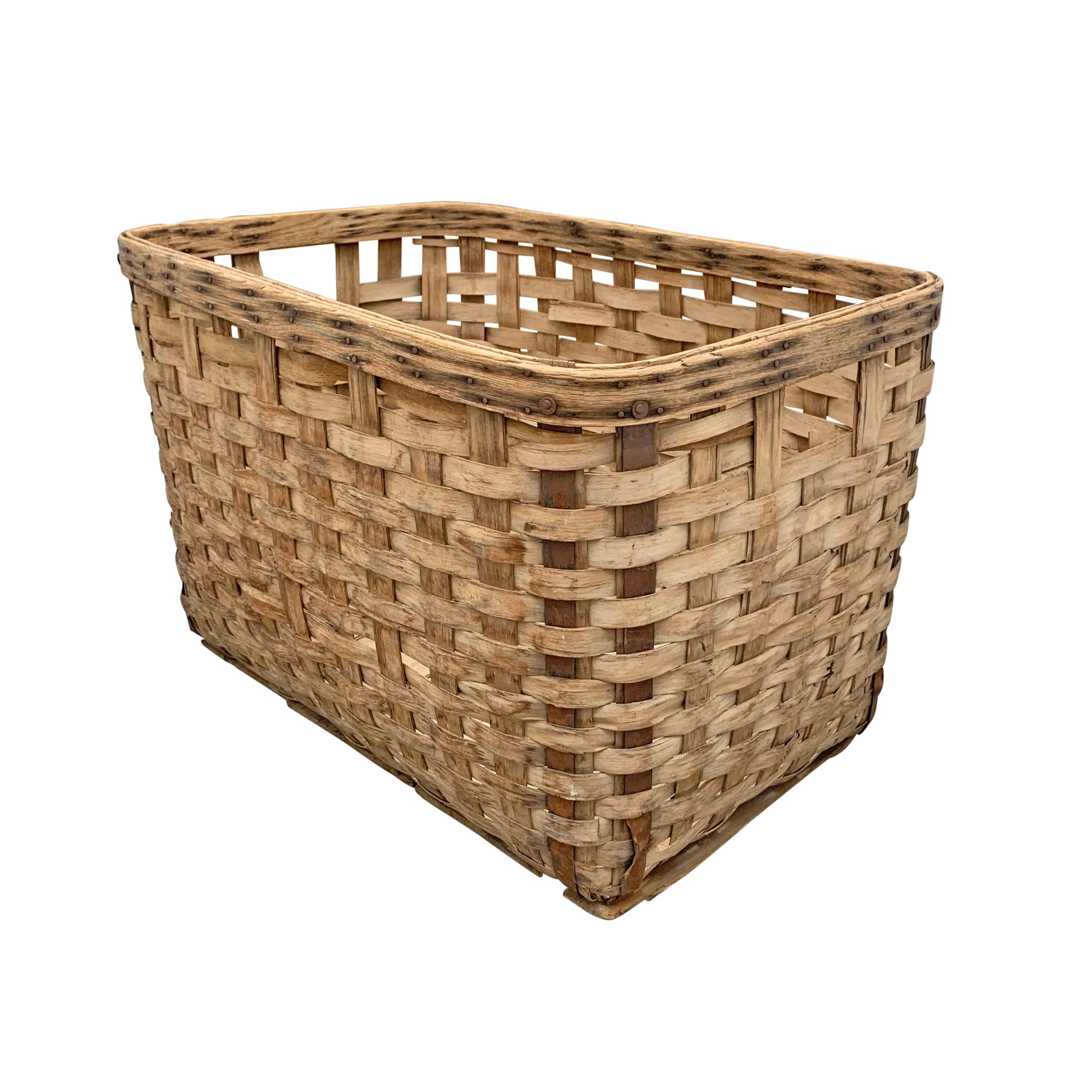 Hand-Woven 19th Century American Oak Splint Basket