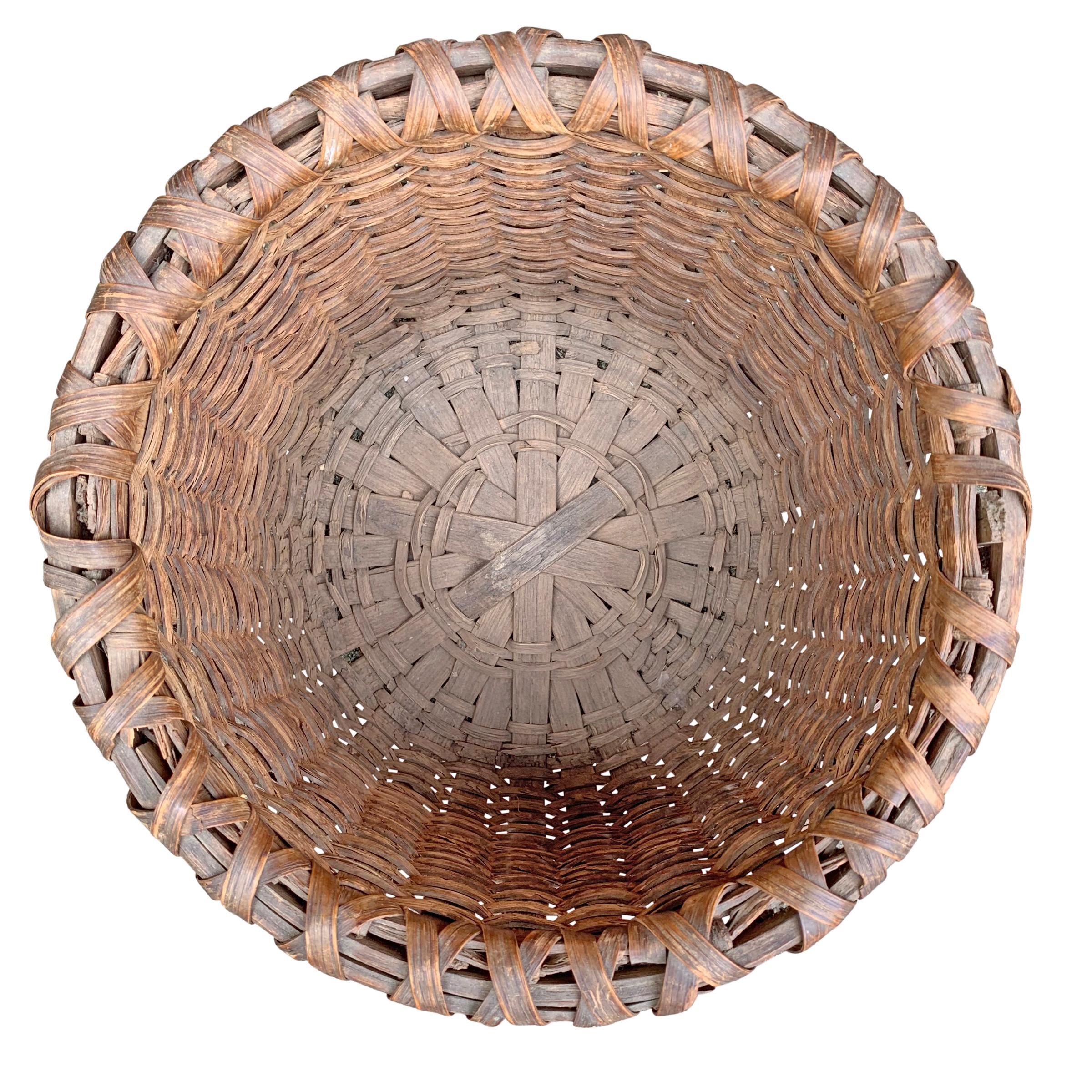 19th Century American Oak Splint Basket 1