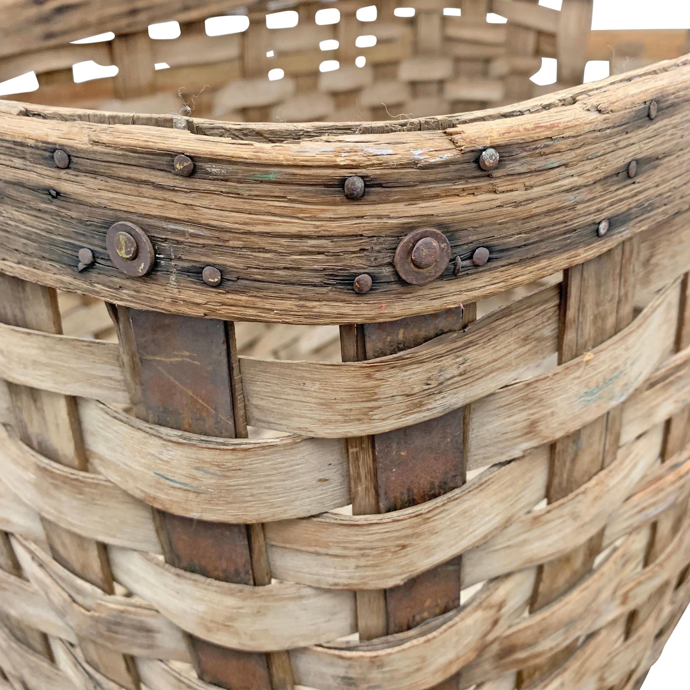 19th Century American Oak Splint Basket 4