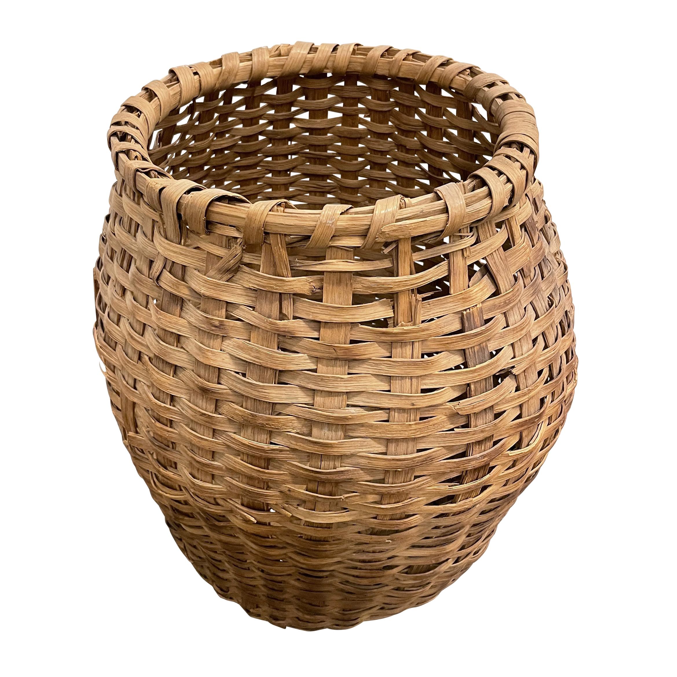 19th Century American Oak Splint Feather Basket 2