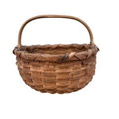 19th Century American Oak Splint Gathering Basket