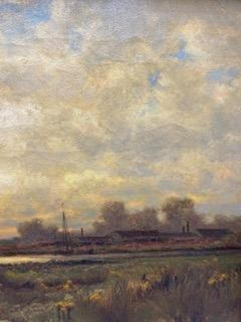 XIXe siècle Huile sur toile américaine du 19e siècle représentant un paysage dans un cadre doré en vente