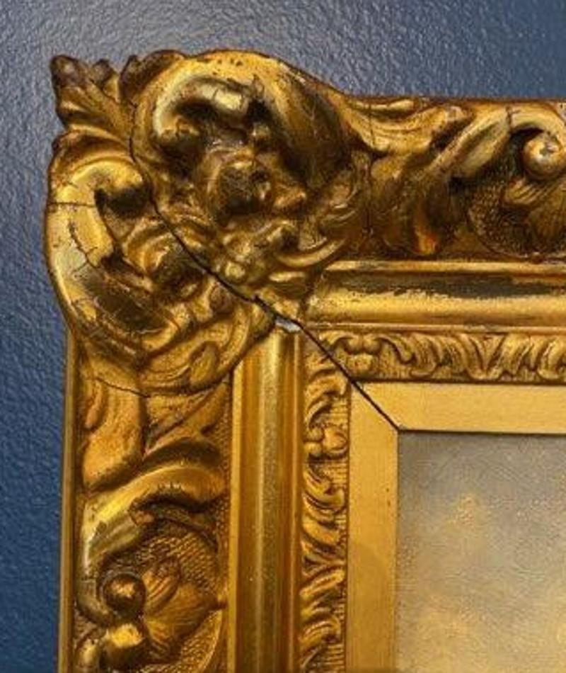 19th Century American Oil on Canvas Painting of Landscape in Gold Gilt Frame For Sale 4