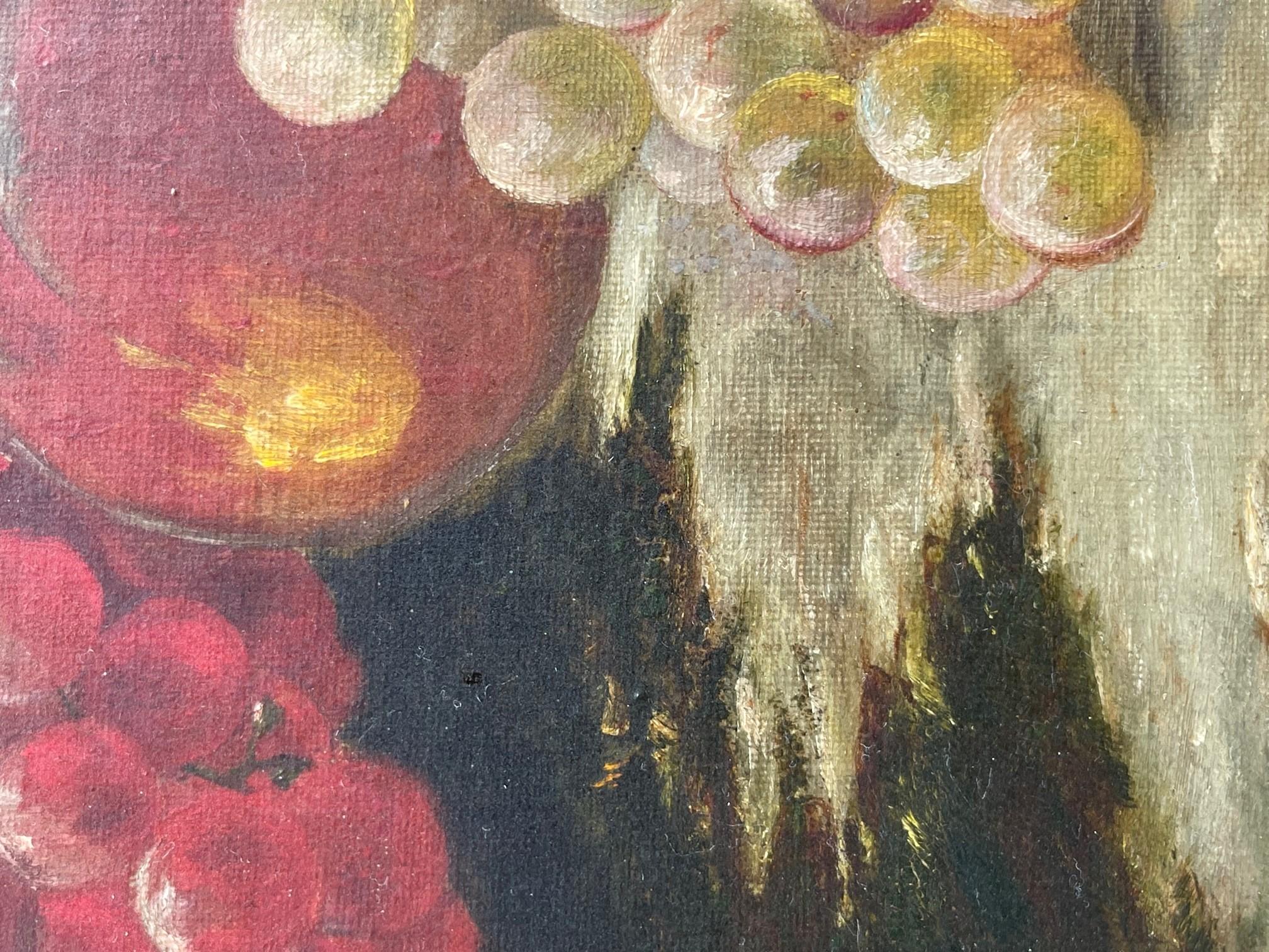 Peinture à l'huile américaine du XIXe siècle - Nature morte avec fruits et raisins en vente 1