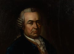 19th Century American Oil Portrait of a Man in a Blue Coat Framed