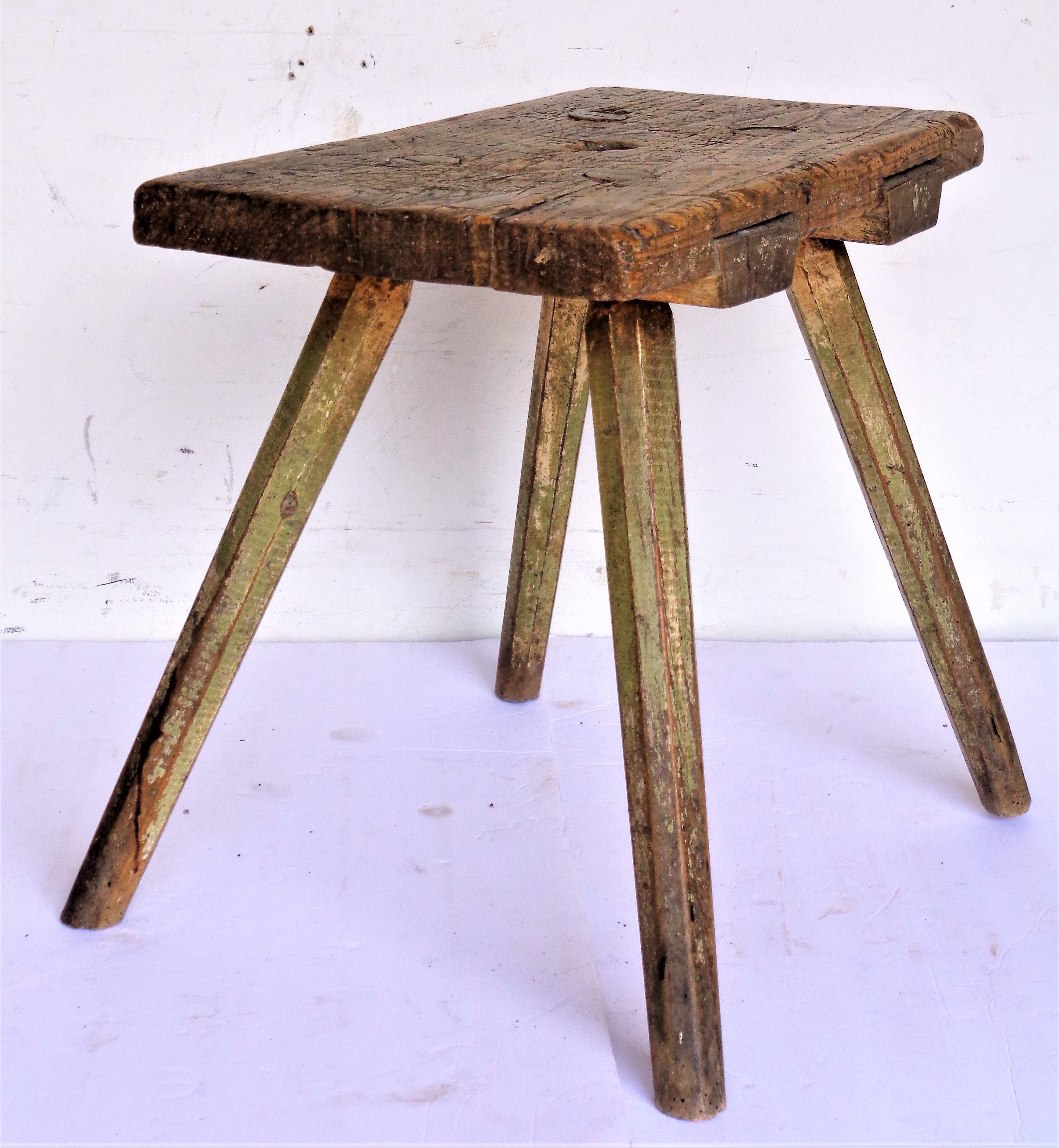 19th Century American Painted Primitive Stool For Sale 10