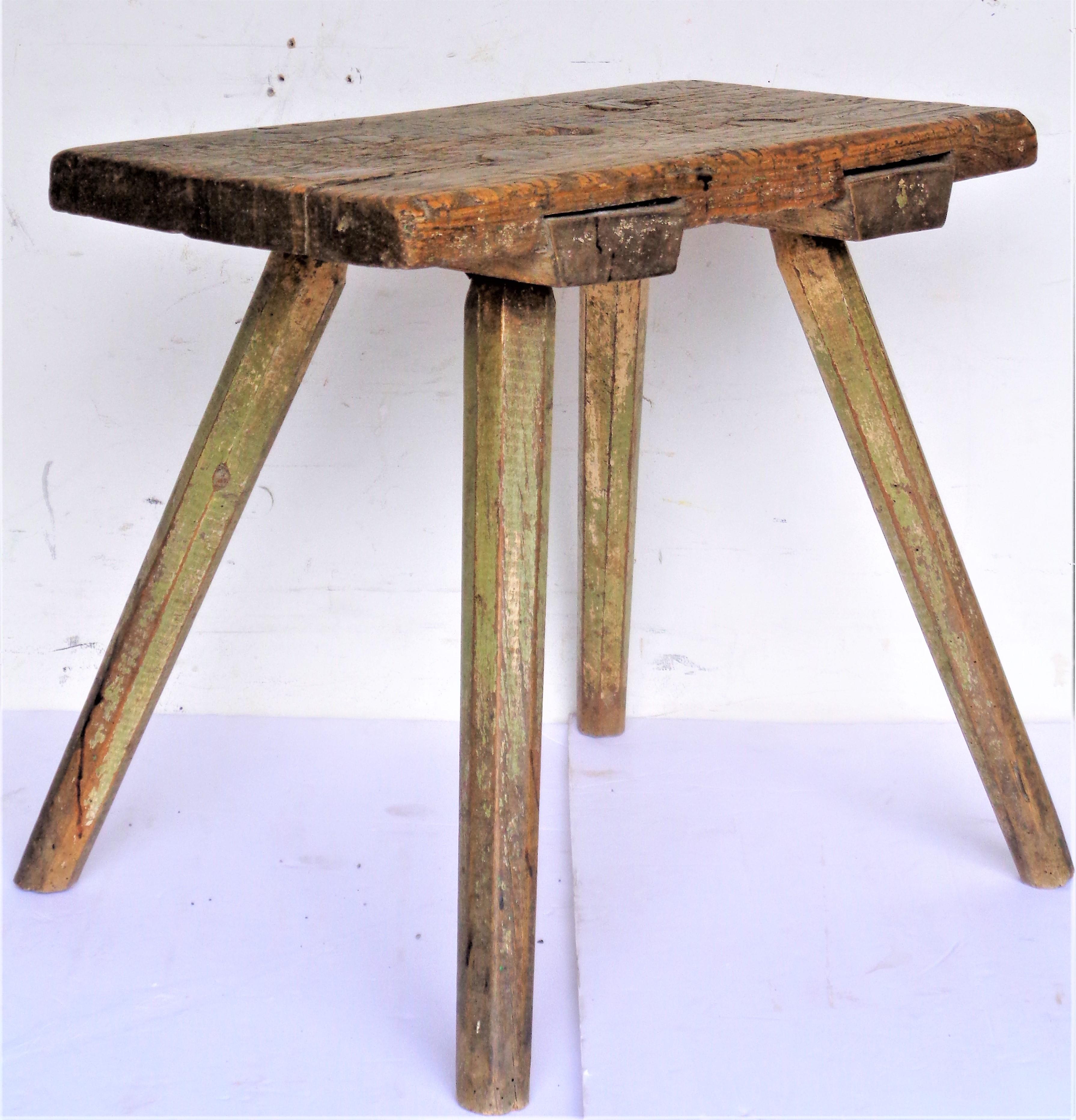 19th Century American Painted Primitive Stool For Sale 12