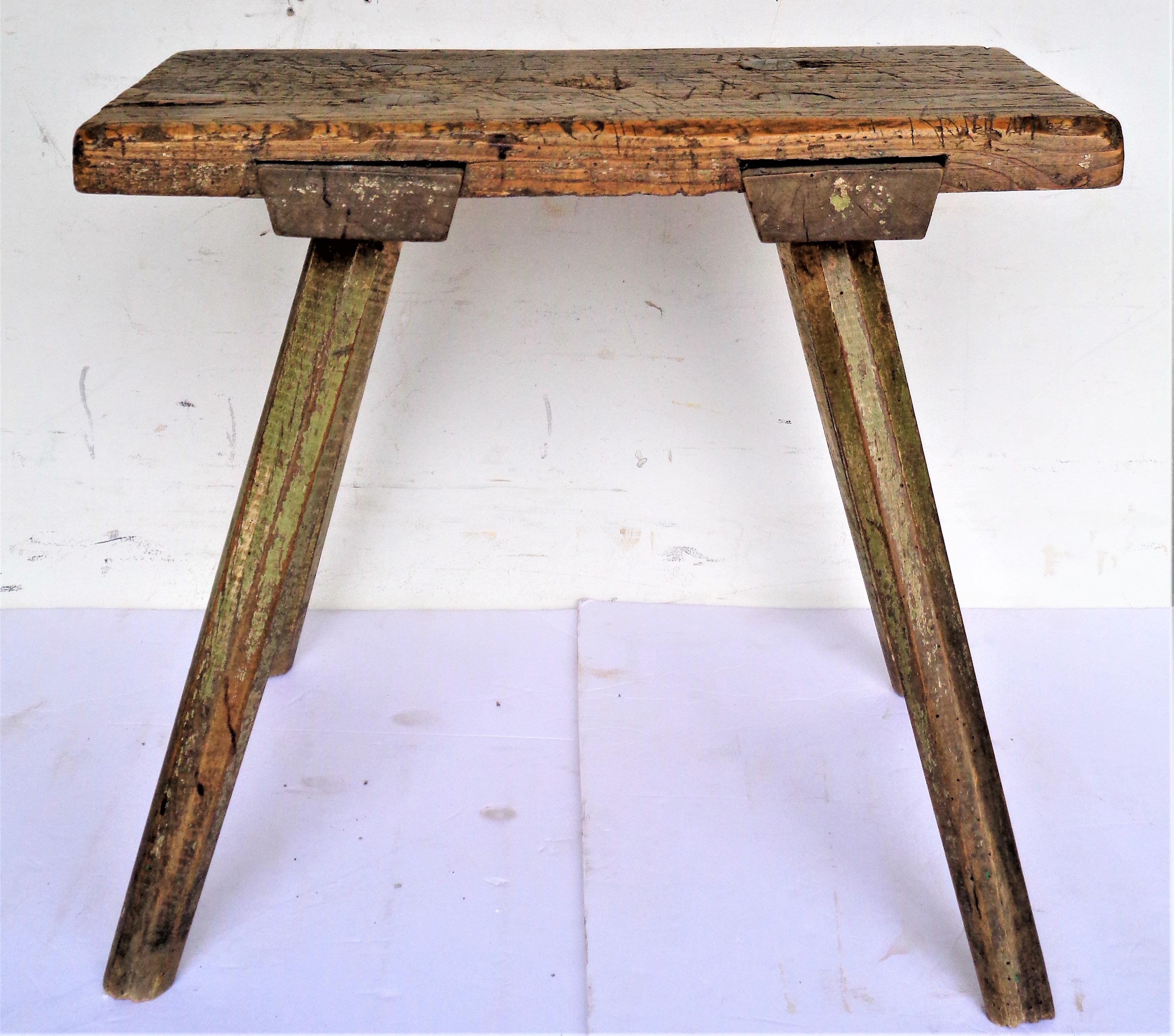 Country 19th Century American Painted Primitive Stool For Sale