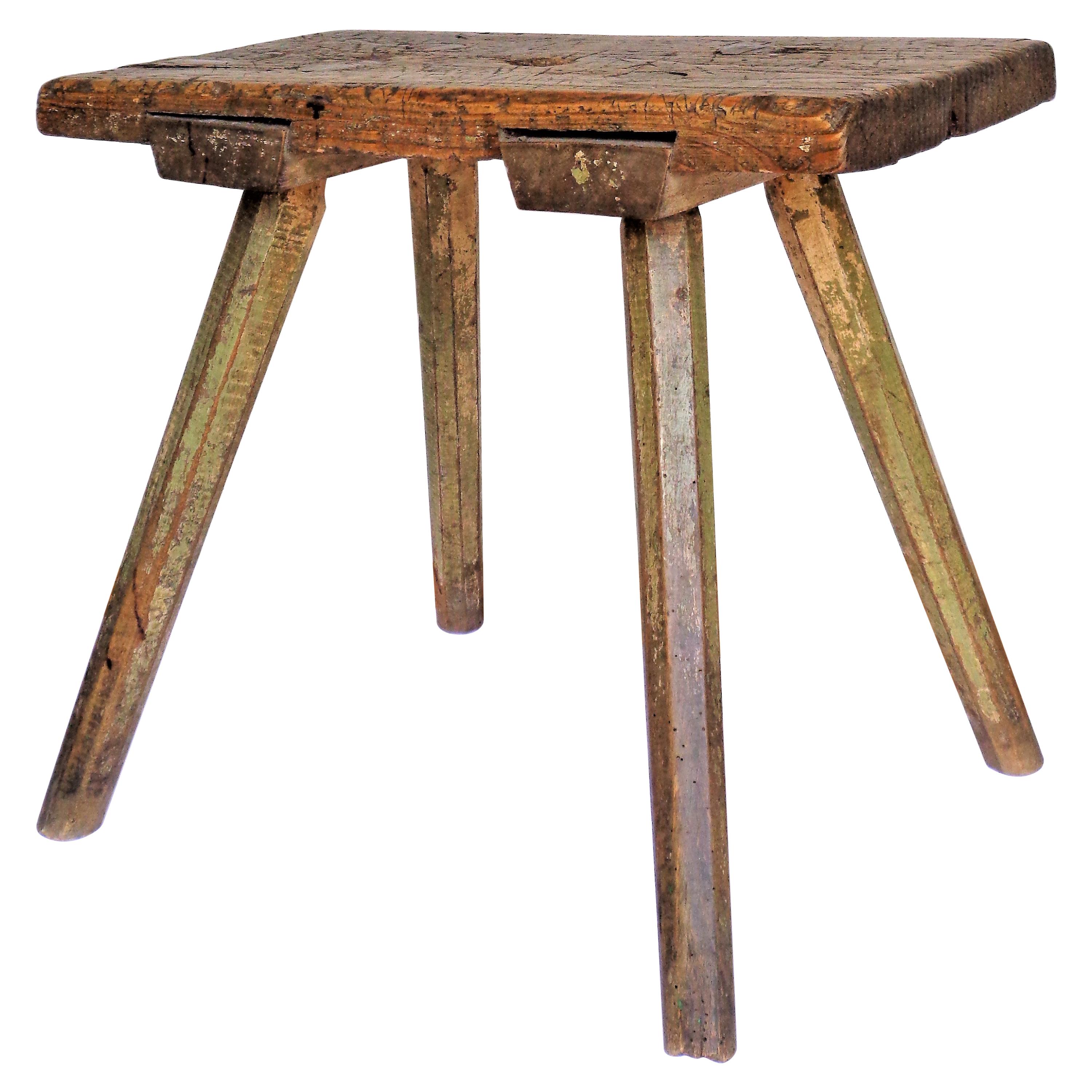 19th Century American Painted Primitive Stool