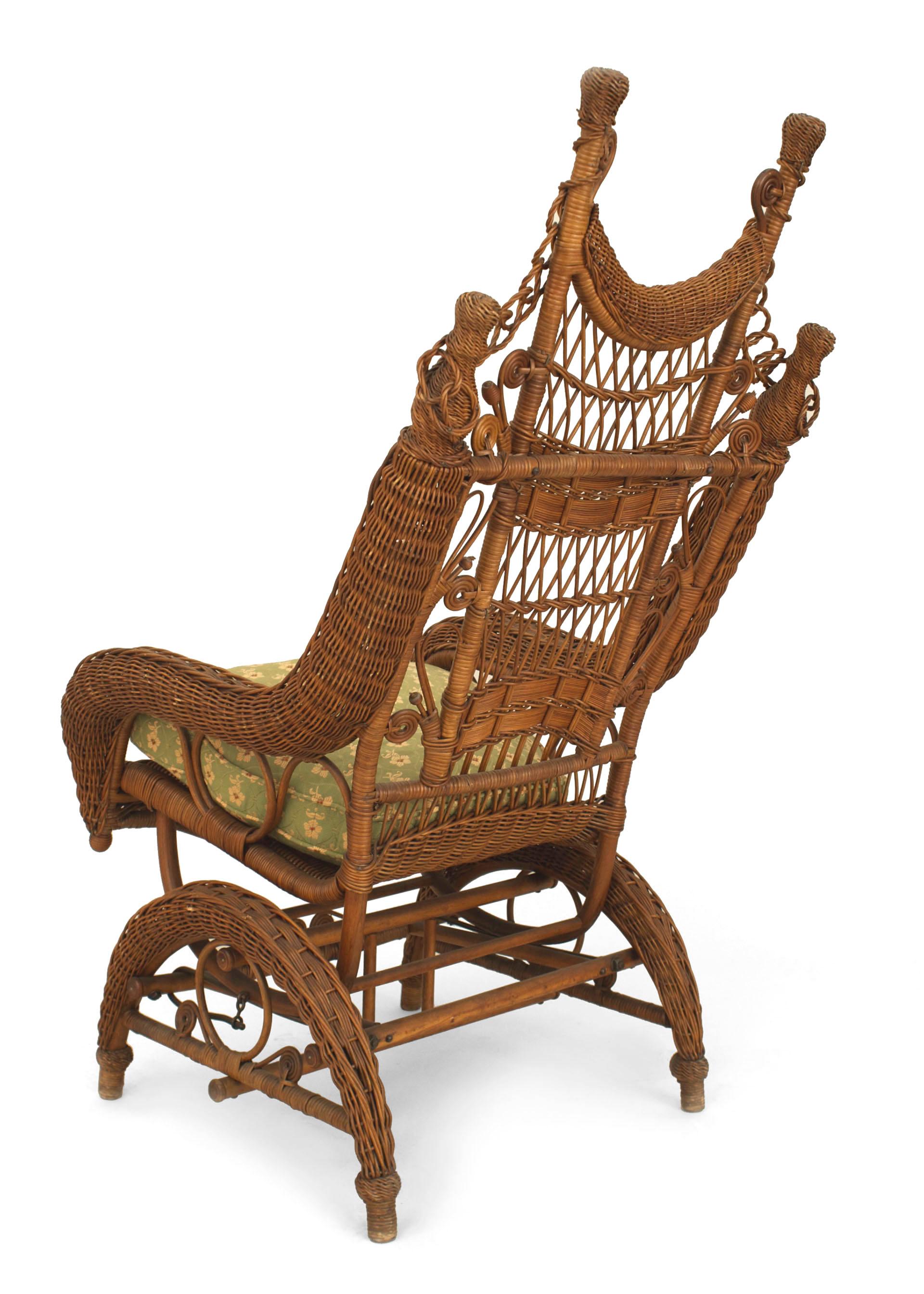 American Victorian Wicker Woven Rocking Chair In Good Condition For Sale In New York, NY