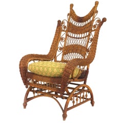 Antique American Victorian Wicker Woven Rocking Chair