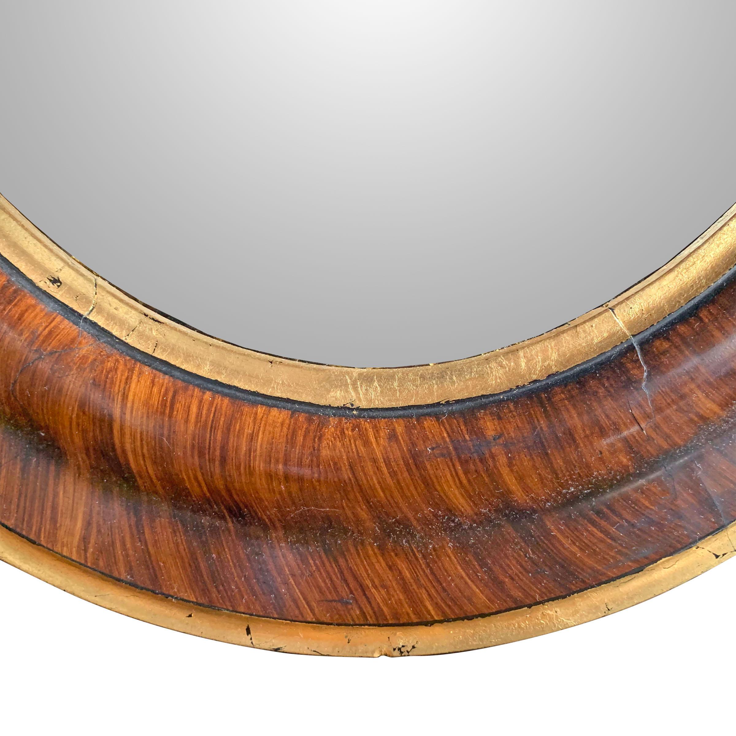 Wood 19th Century American Oval Convex Mirror