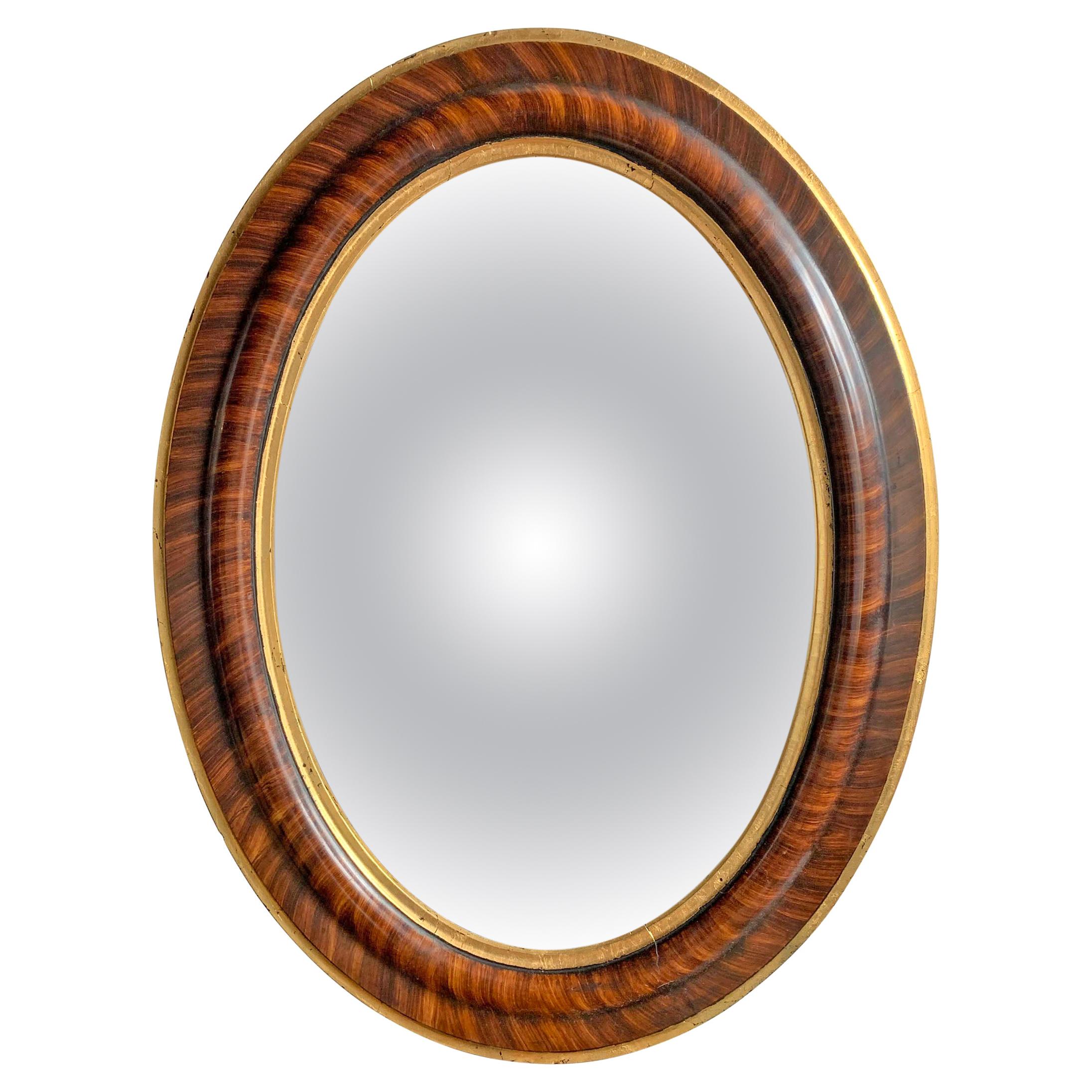 19th Century American Oval Convex Mirror