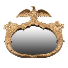 19th Century American Oval Gilt Gesso Mirror Frame with Eagle Crest