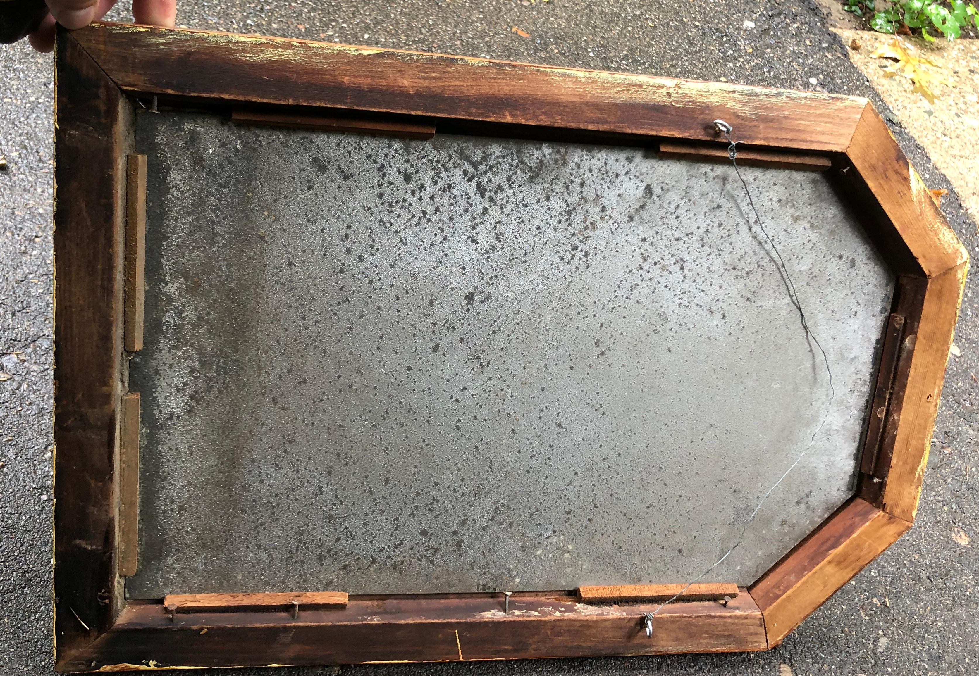 Folk Art 19th Century American Paint Decorated Frame with Original Mirror