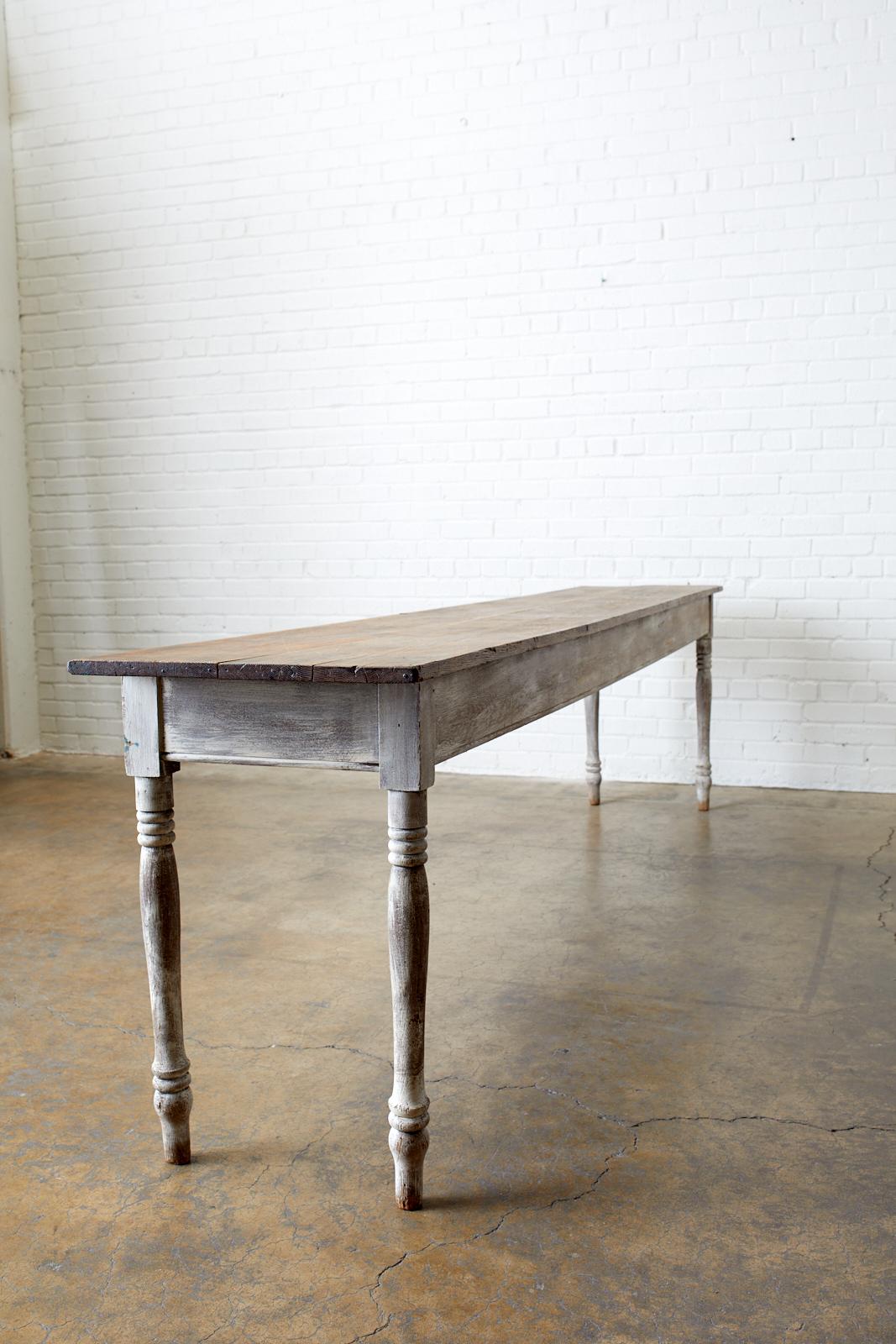 19th Century American Painted Farmhouse Harvest Table 12