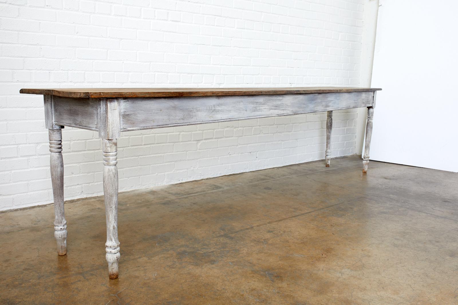 Rustic 19th Century American Painted Farmhouse Harvest Table
