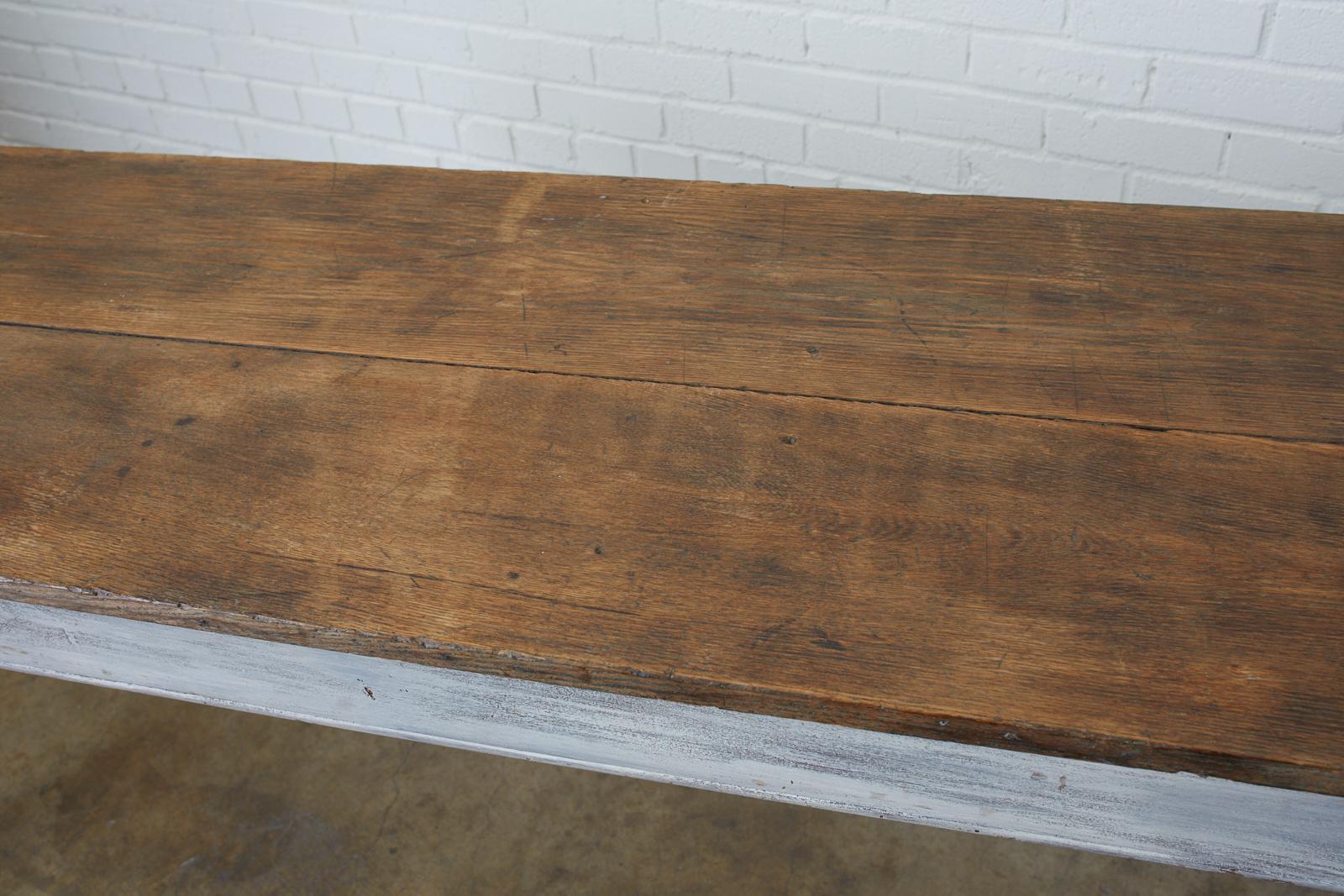 Wood 19th Century American Painted Farmhouse Harvest Table