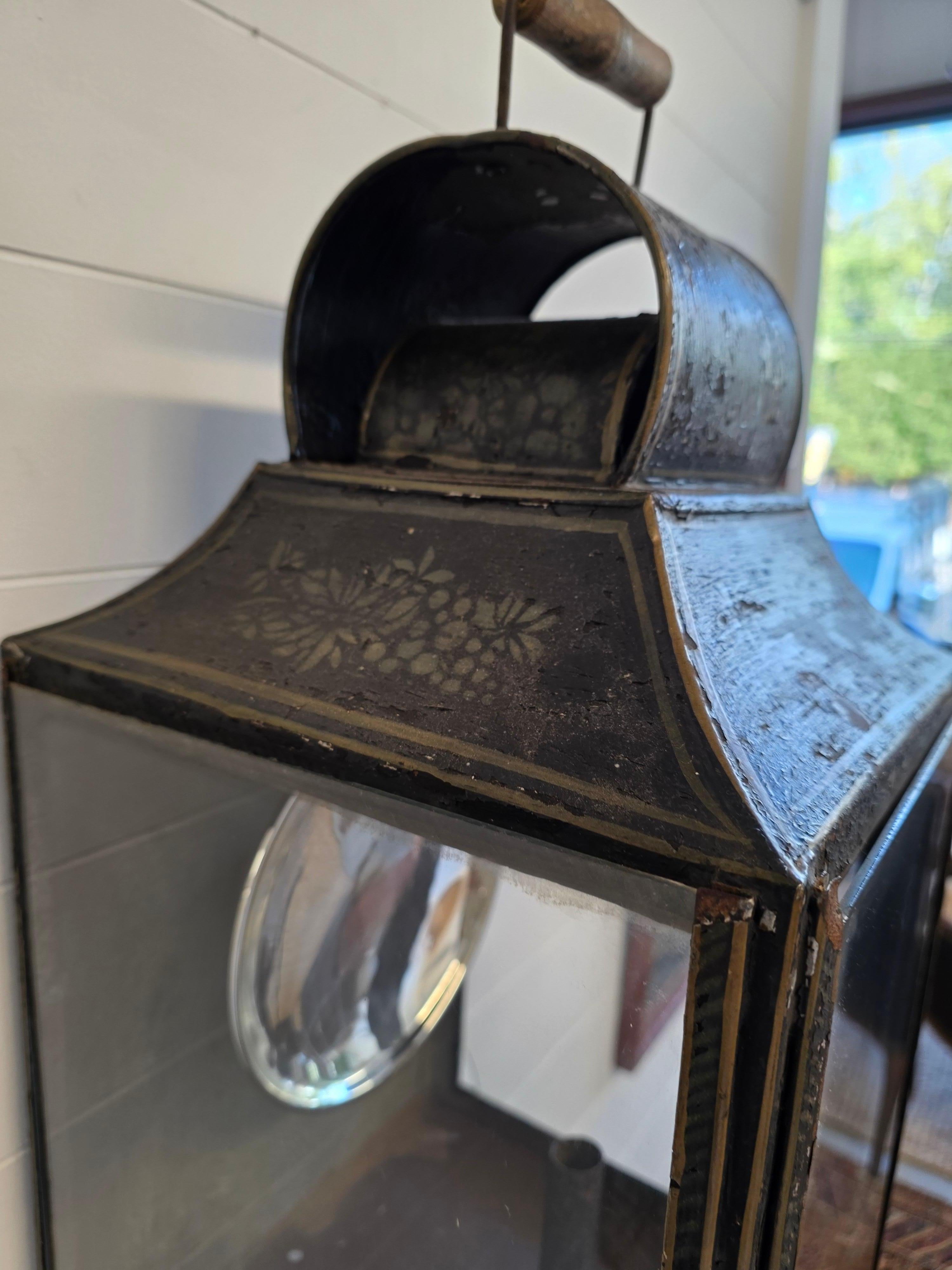 19th Century American Painted Tole Lantern For Sale 4