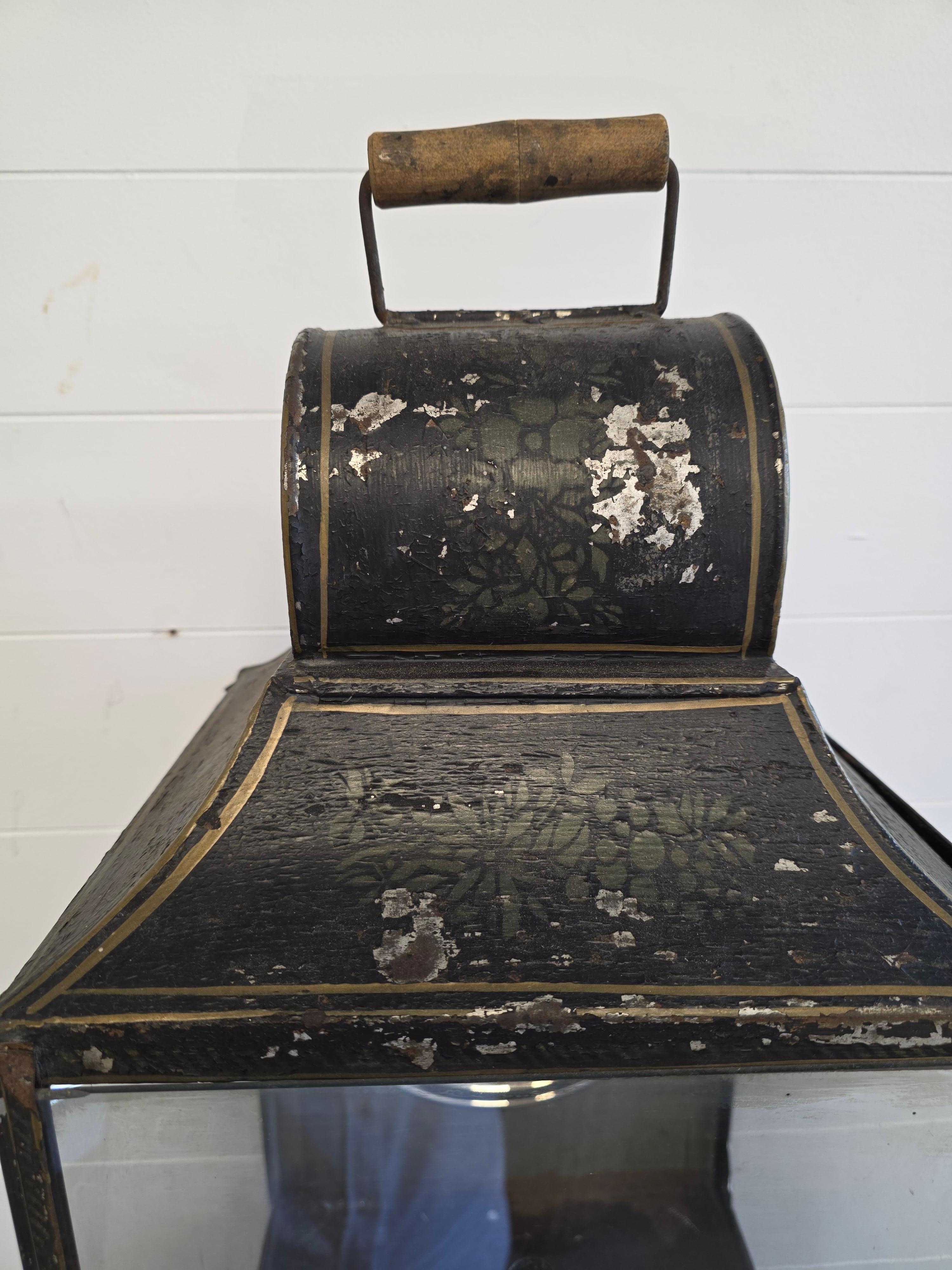 19th Century American Painted Tole Lantern In Fair Condition For Sale In Hudson, NY