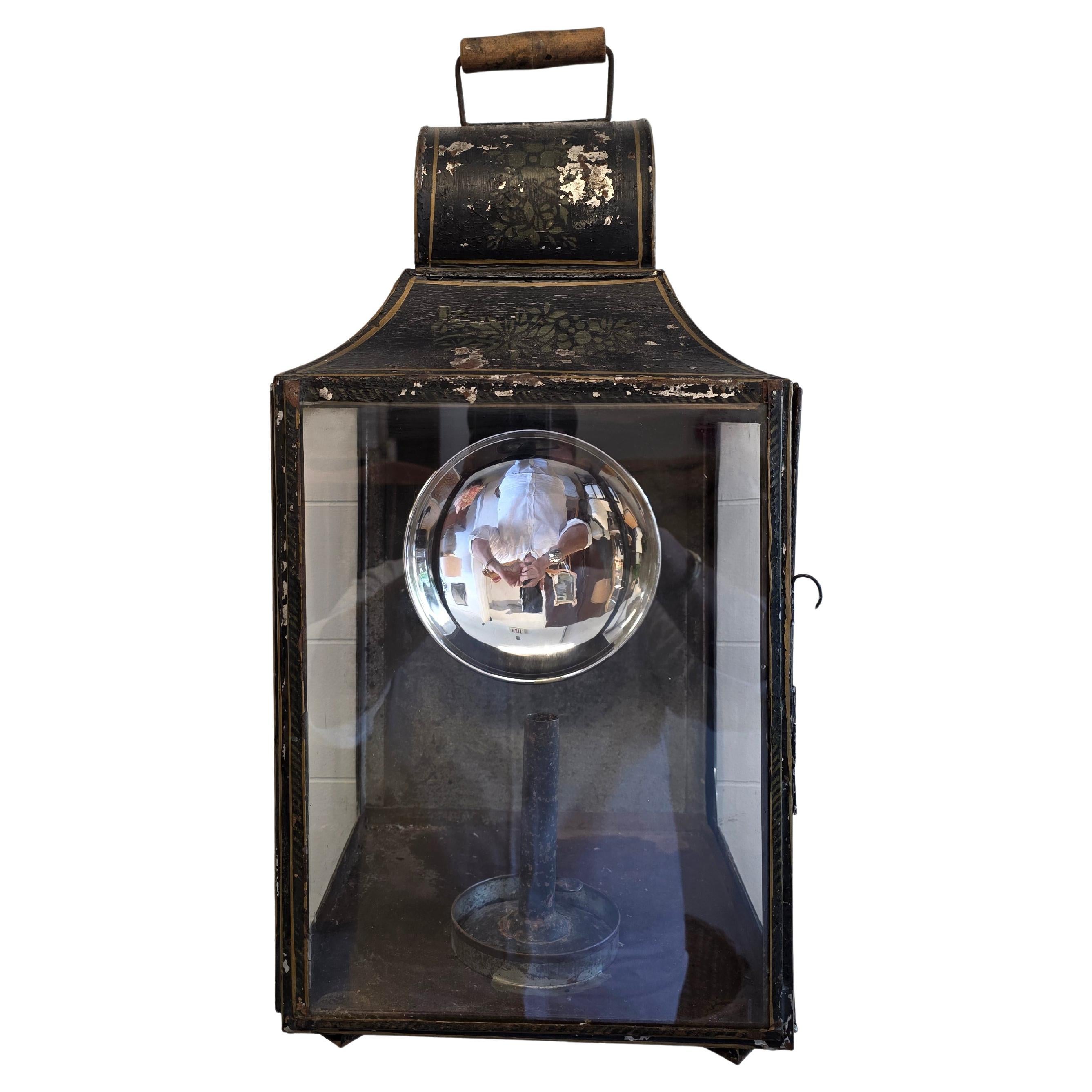 19th Century American Painted Tole Lantern For Sale
