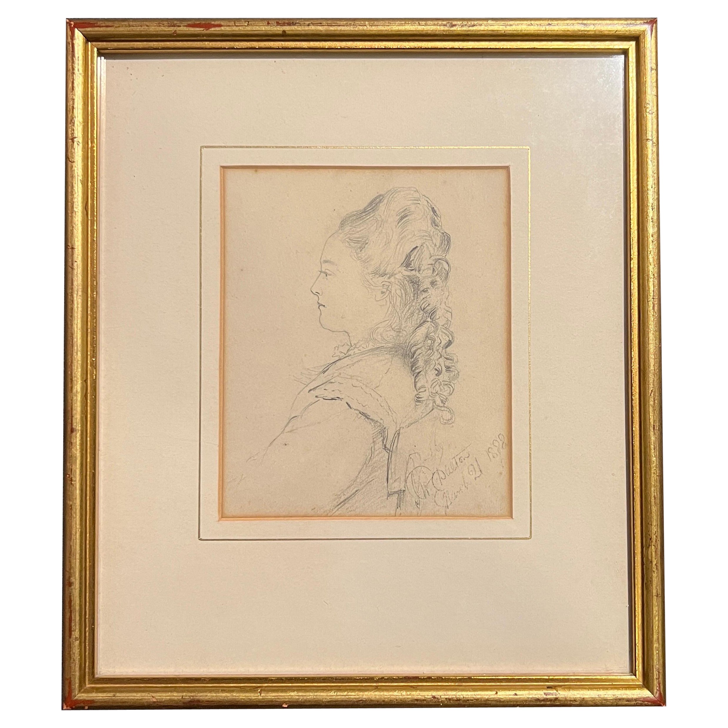 Amerikanische Bleistiftzeichnung von Ann Eugene Dalton, 19. Jahrhundert, um 1888.