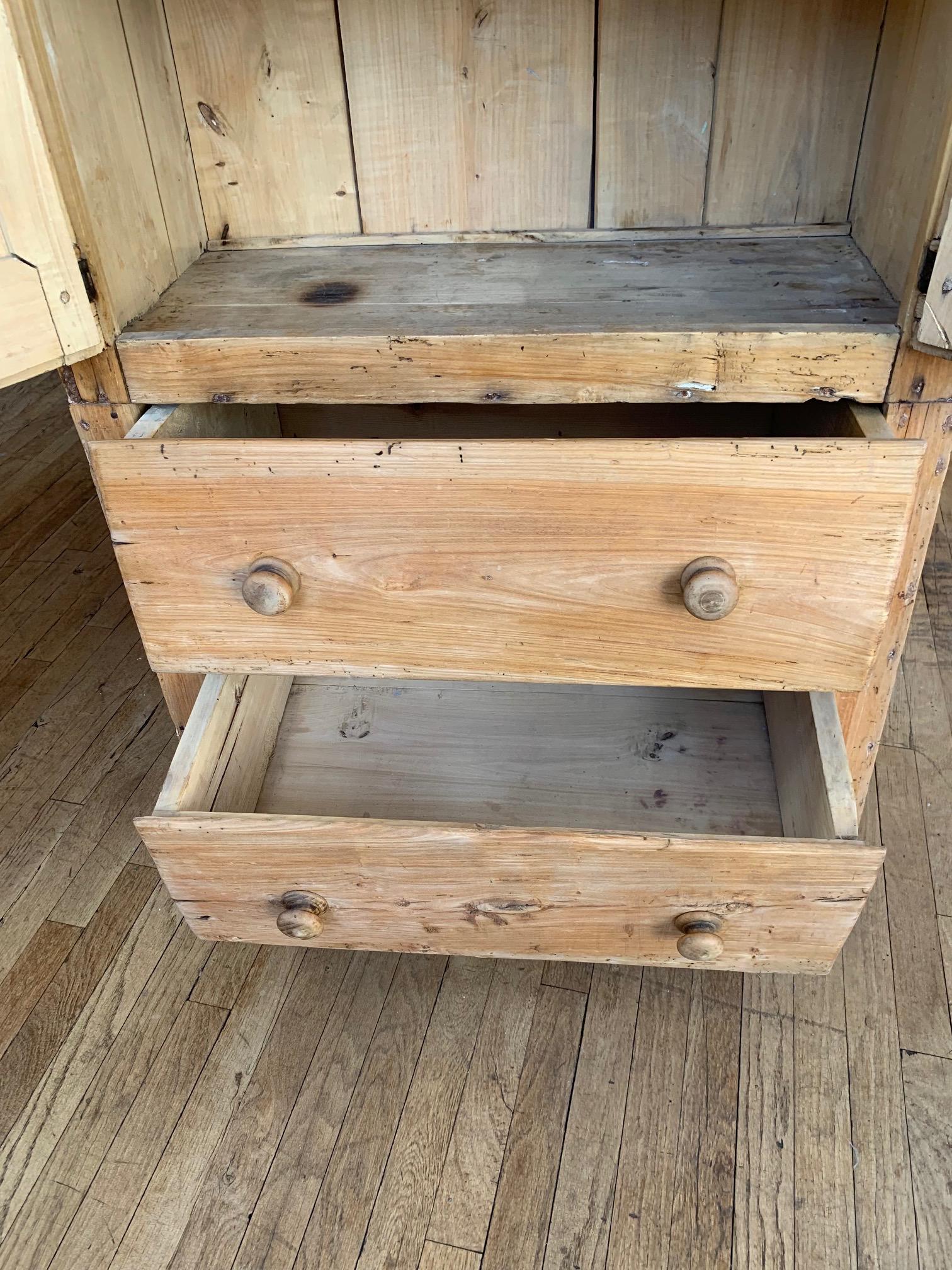 19th Century American Pine Armoire with Drawer 14