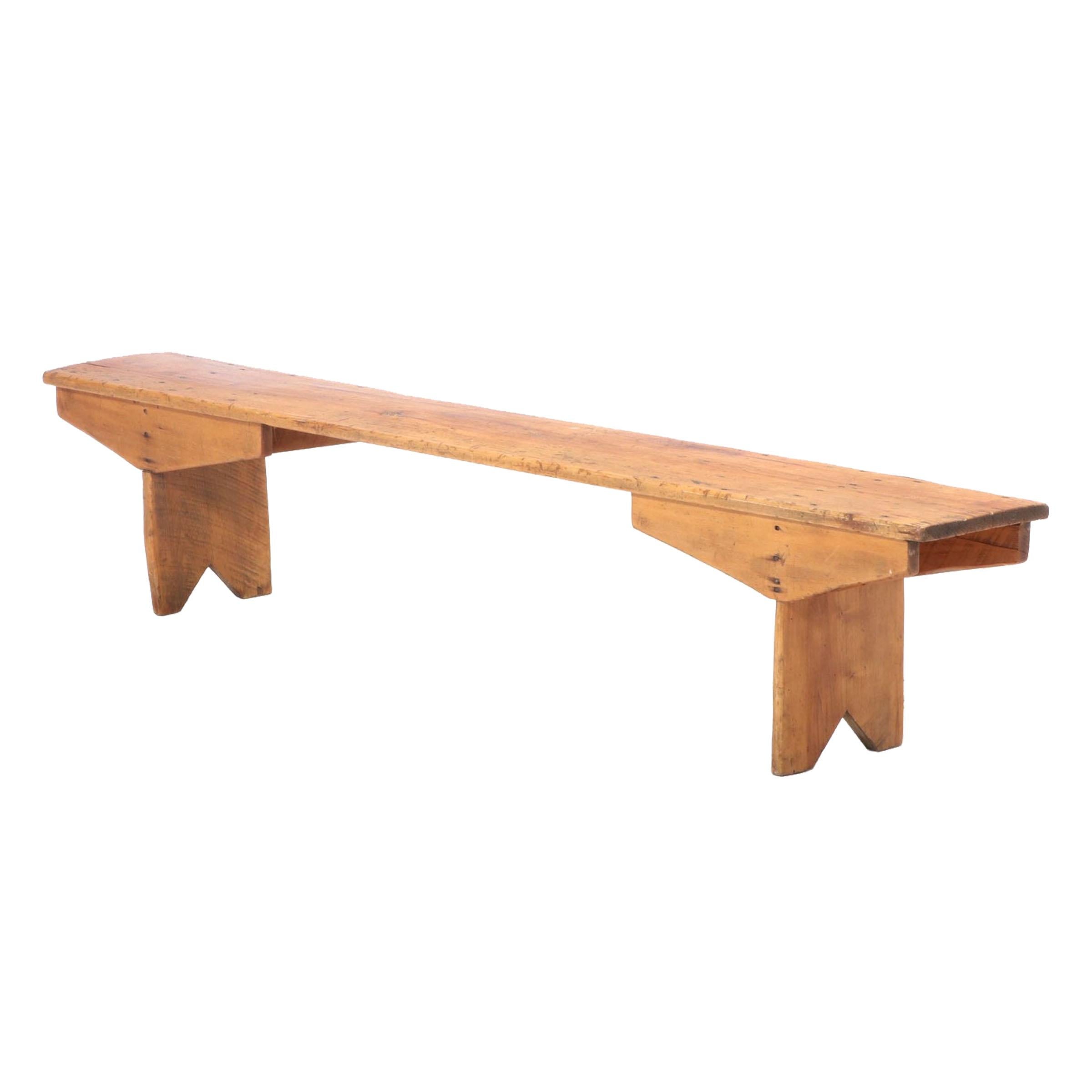Rustic 19th Century American Pine Bench For Sale