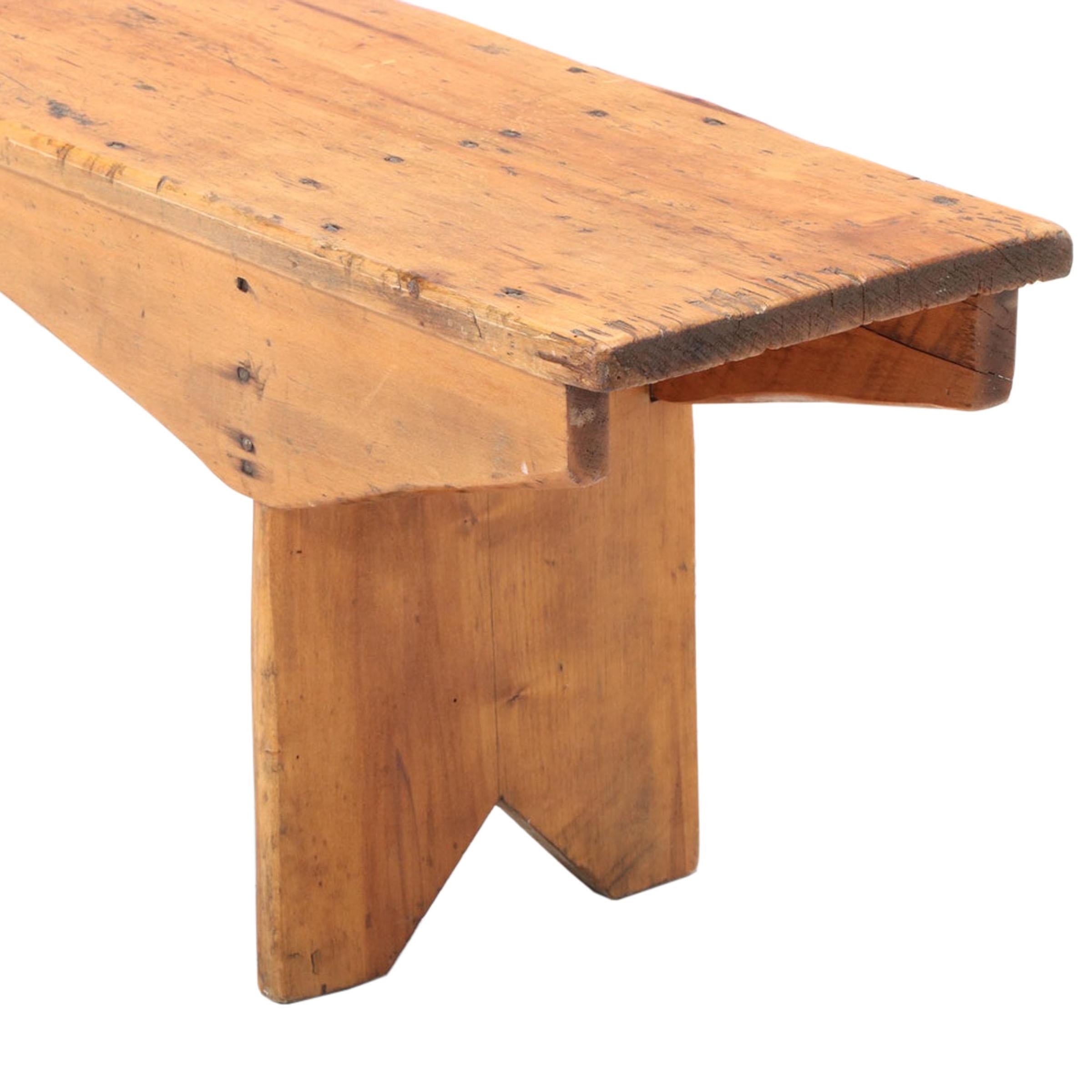 19th Century American Pine Bench For Sale 3