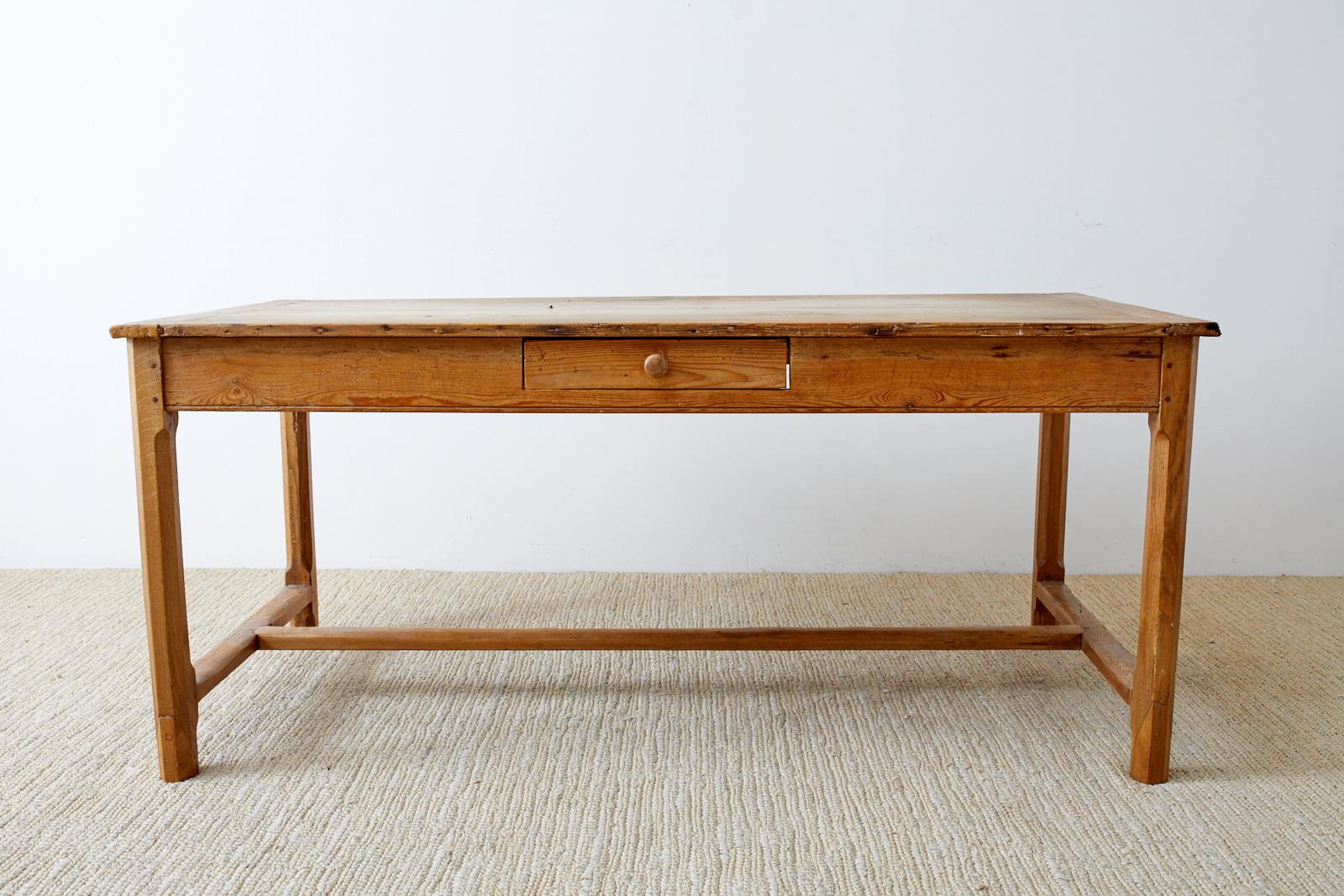 Rustic 19th Century American Pine Farmhouse Dining or Writing Table