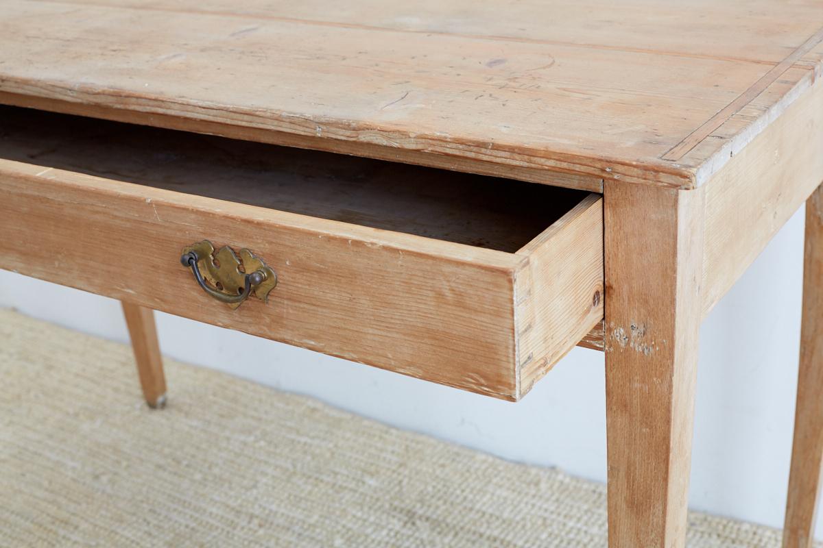 Brass 19th Century American Pine Writing Table Desk