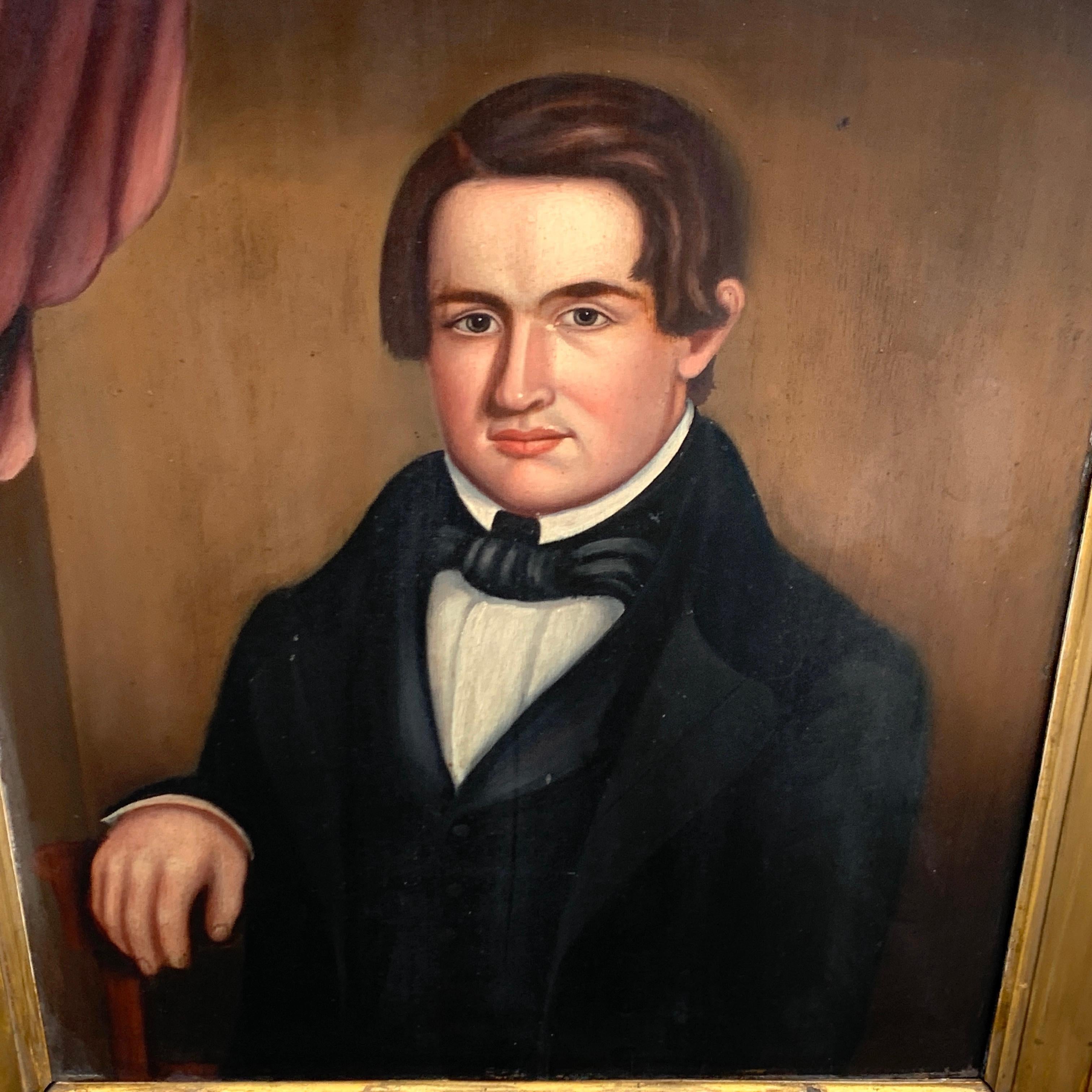 Wood 19th Century American Portrait of a Handsome NY Bachelor, Norman Pearl For Sale
