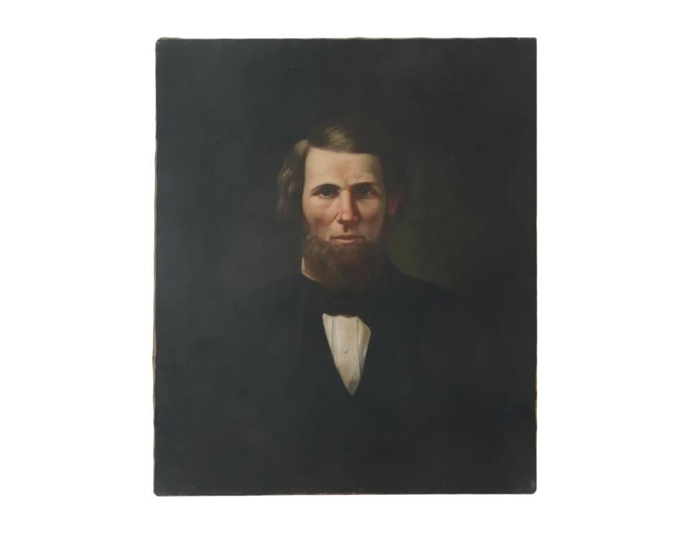 Oil on canvas painting by Andrew John Henry Way, 1826 to 1888, an American artist based in Baltimore, MD, Centennial Exposition medal for excellence recipient. The artwork depicts a bearded young man. The portrayed is Alfred Troxel, president of the