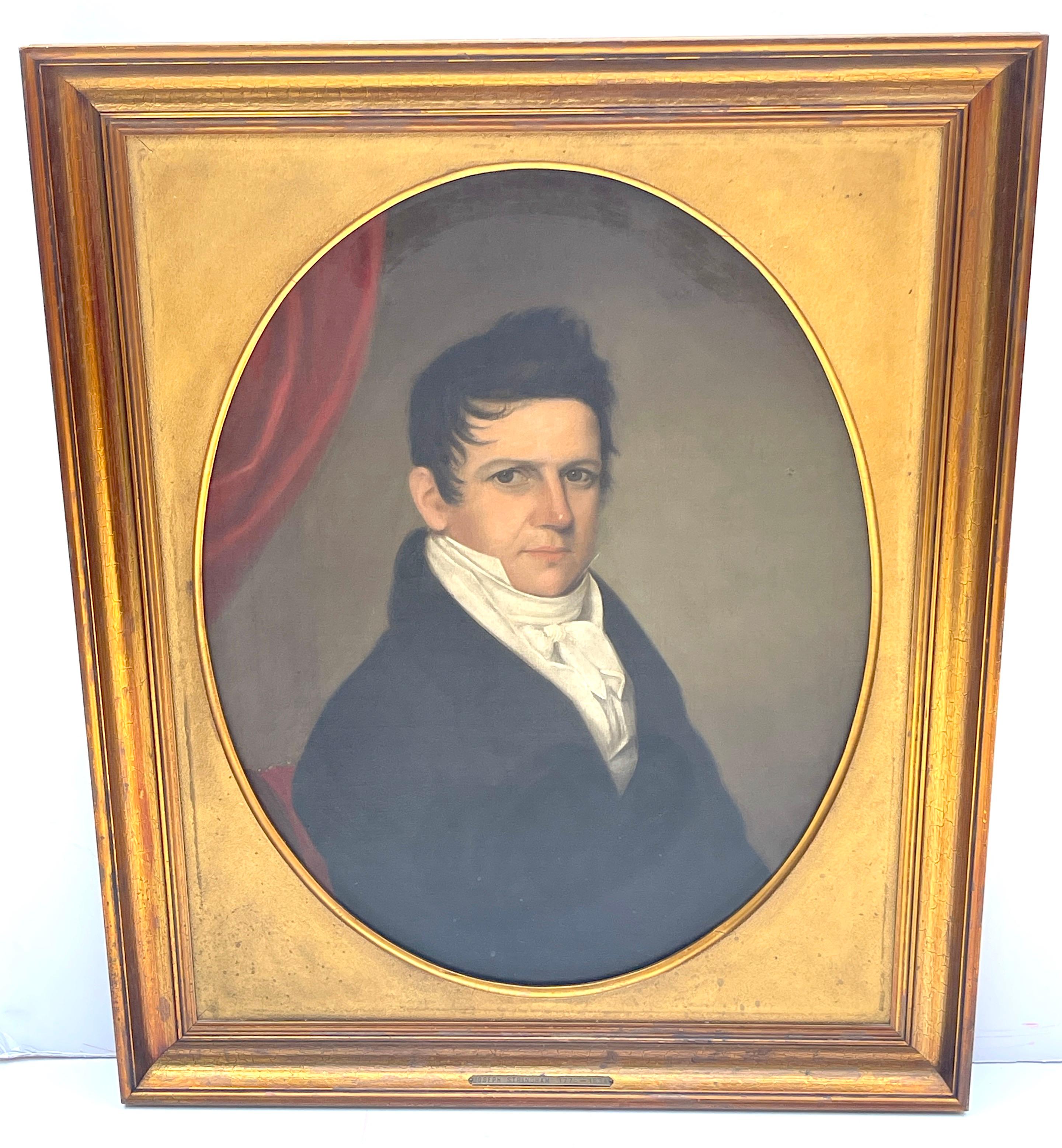 Canvas 19th Century American Portrait of Joseph Stringham For Sale