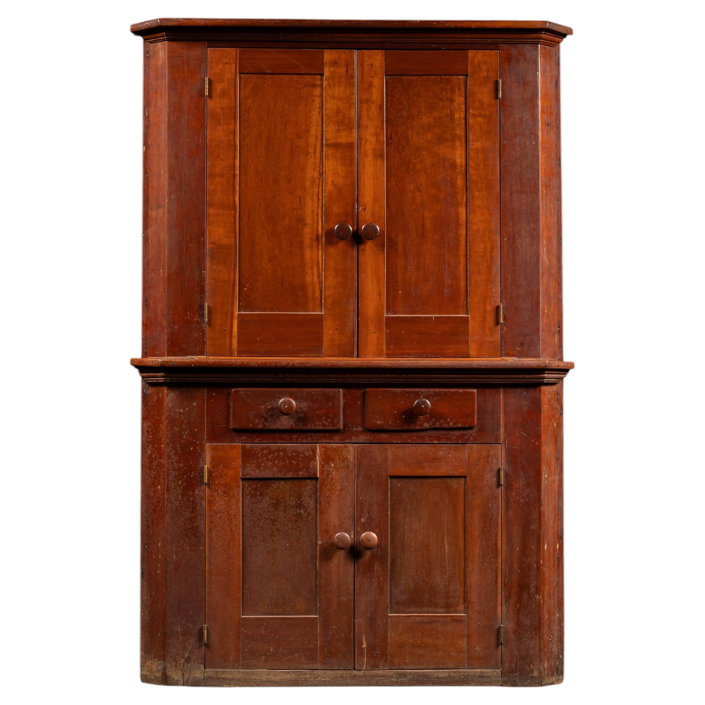 19th Century American Primitive Corner Cabinet For Sale
