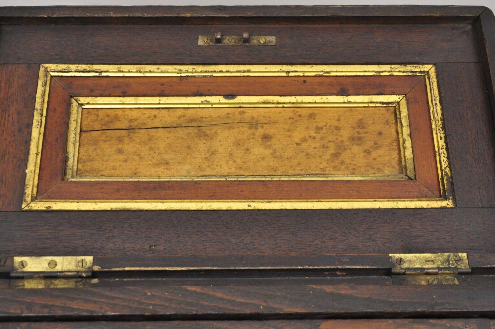 19th Century American Primitive Distressed Solid Wood Machinist Tool Box Storage In Good Condition For Sale In Philadelphia, PA