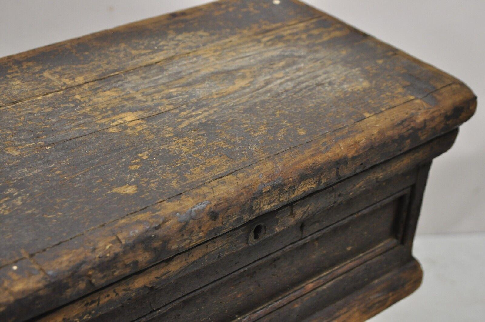 19th Century American Primitive Distressed Solid Wood Machinist Tool Box Storage For Sale 3
