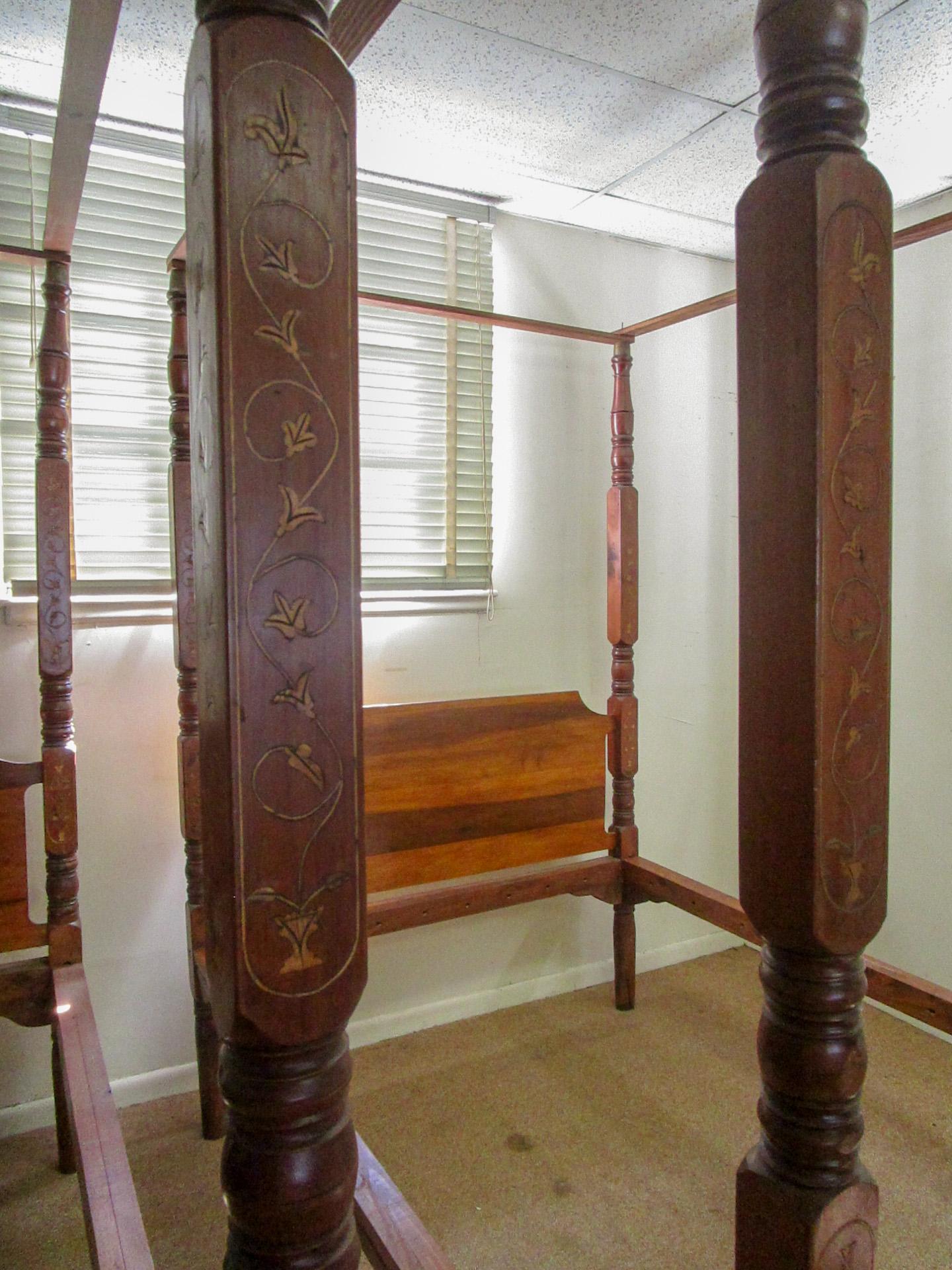 19th Century American Primitive Double Bed Pair with Canopies 2