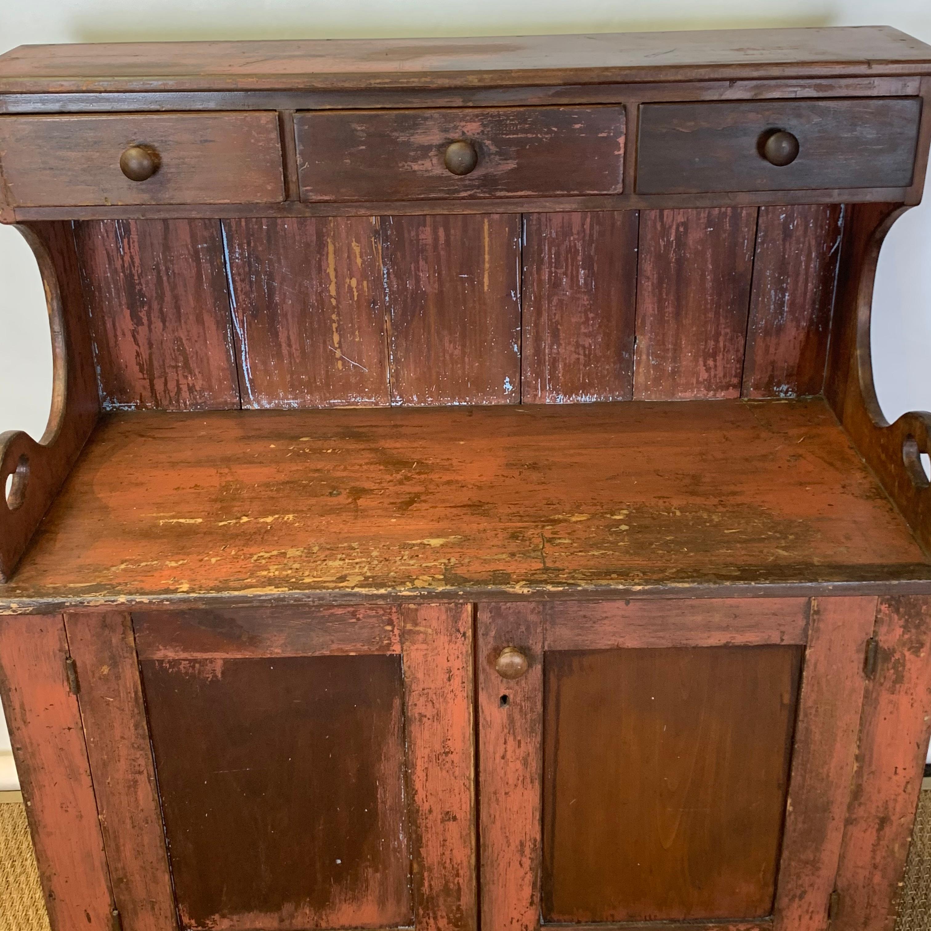 19th Century American Primitive Dry Sink or Cabinet In Fair Condition In Kilmarnock, VA