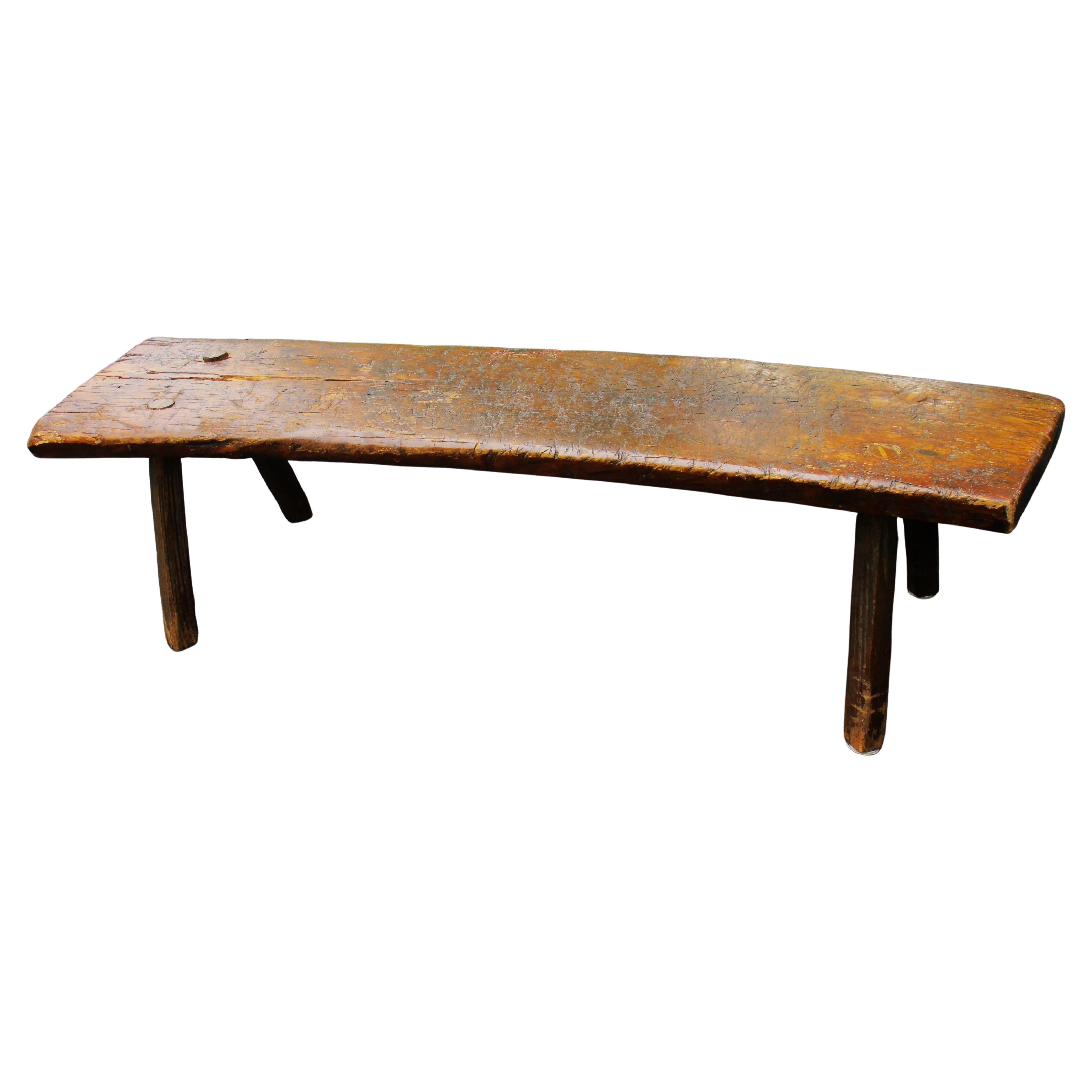 19th Century American Primitive Slab Bench For Sale 2
