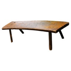 19th Century American Primitive Slab Bench