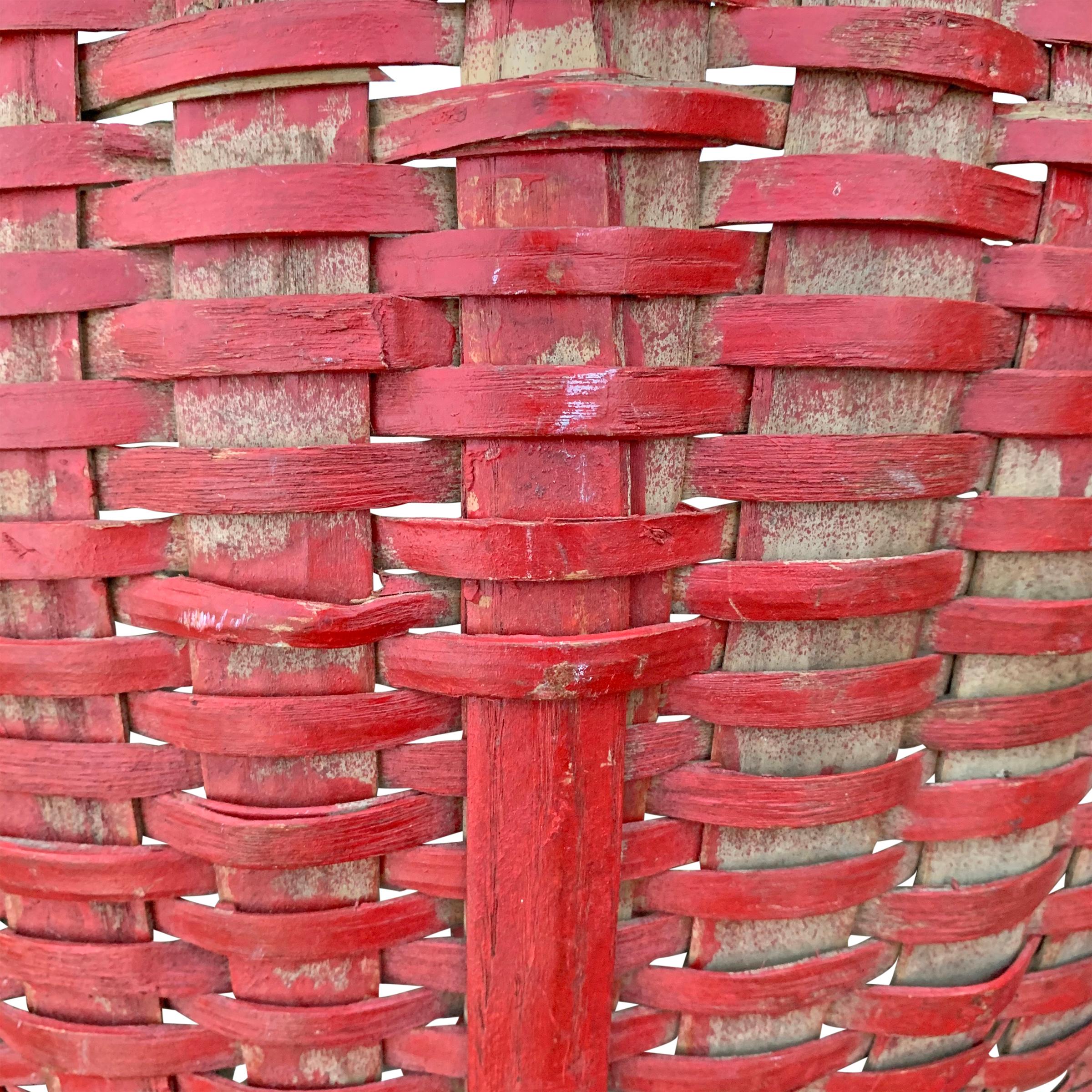 19th Century American Red Painted Gathering Basket For Sale 3