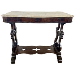 19th Century American Renaissance Revival Marble-Top Side Table