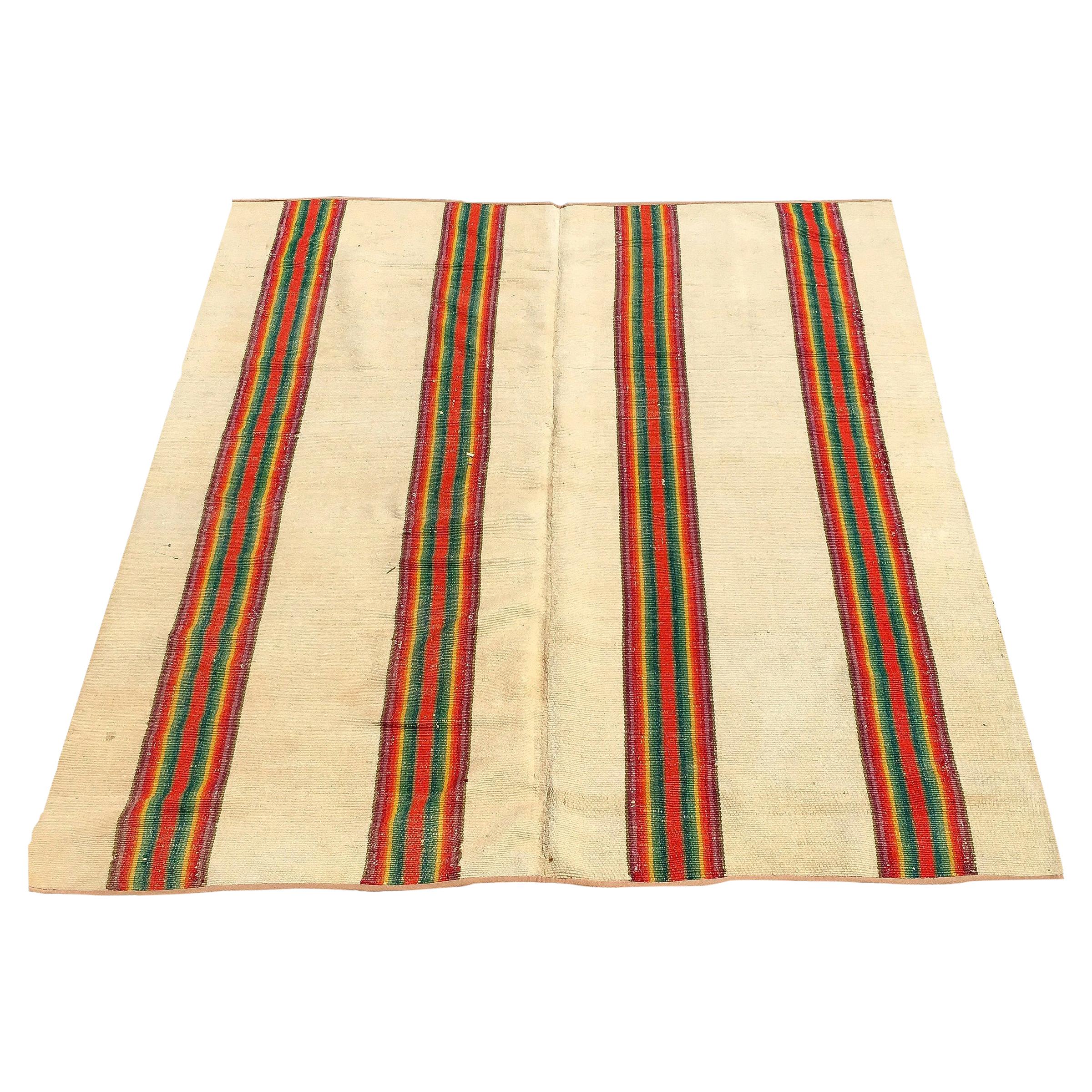 19th Century American Reversible Venetian Striped Carpet