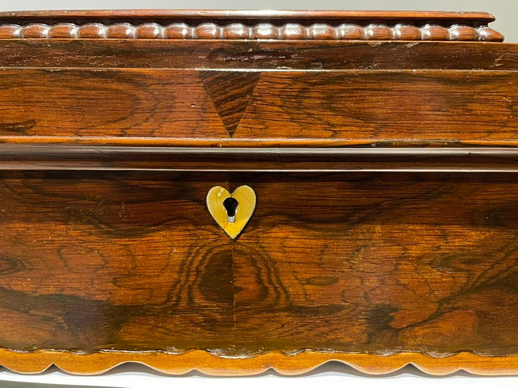 19th Century American Rosewood Box With Fruit Wood Star Inlay, Fun Interior For Sale 3