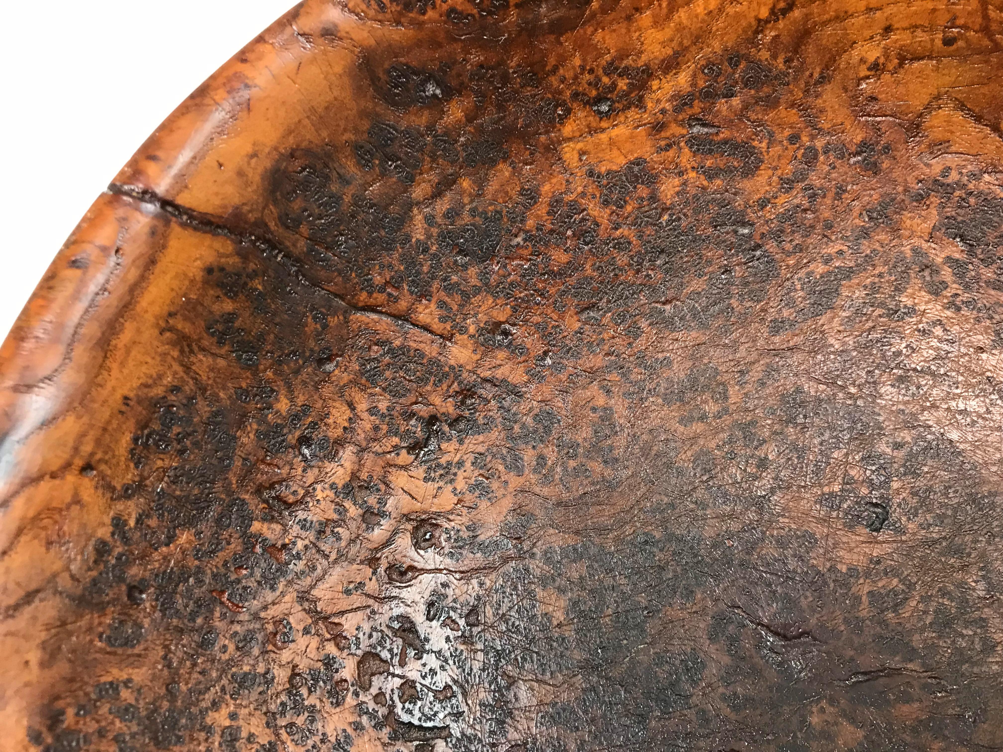 19th Century American Round Burl Bowl with Great Patina 8