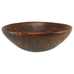 19th Century American Round Burl Bowl with Great Patina