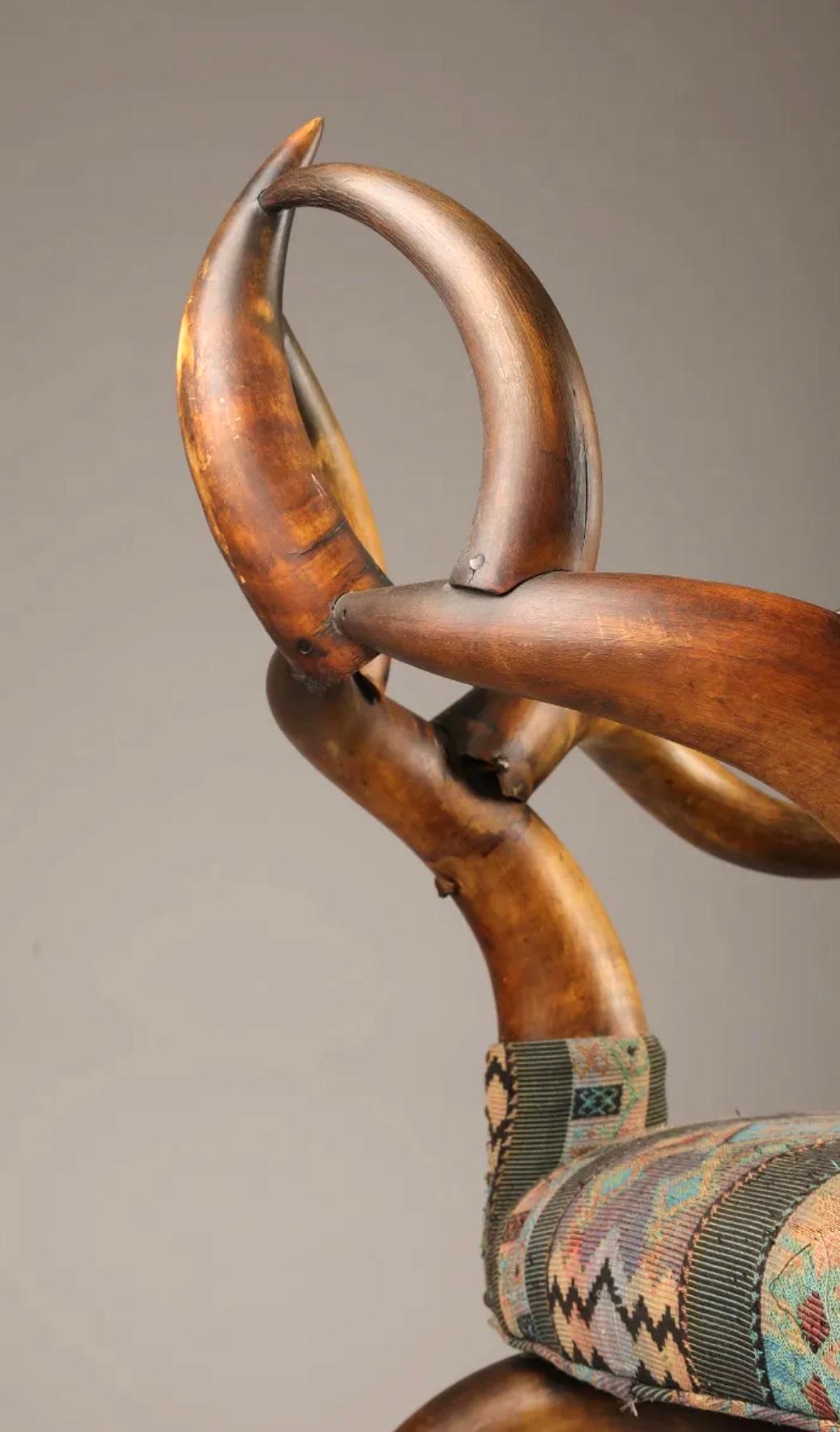 Victorian 19th Century American Rustic Cattle Horn Armchair For Sale