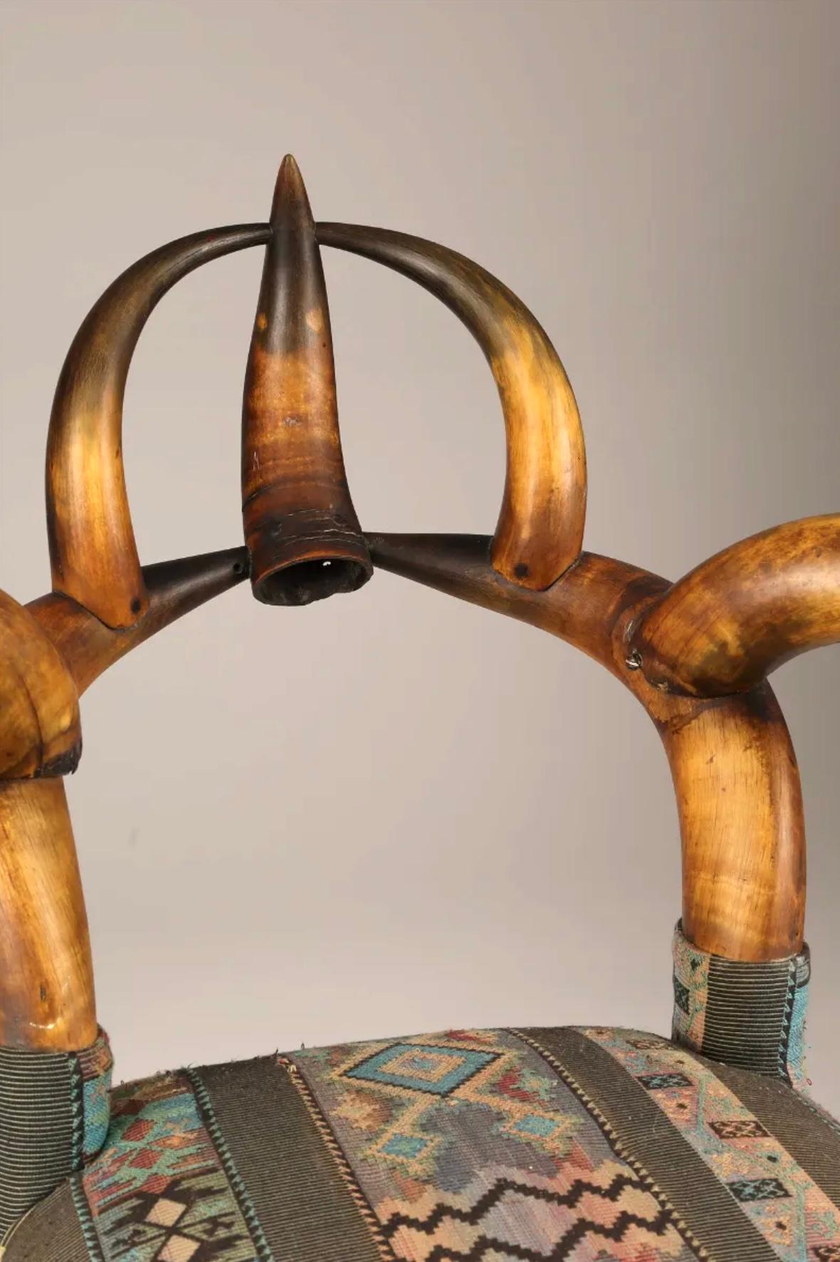 19th Century American Rustic Cattle Horn Armchair For Sale 2