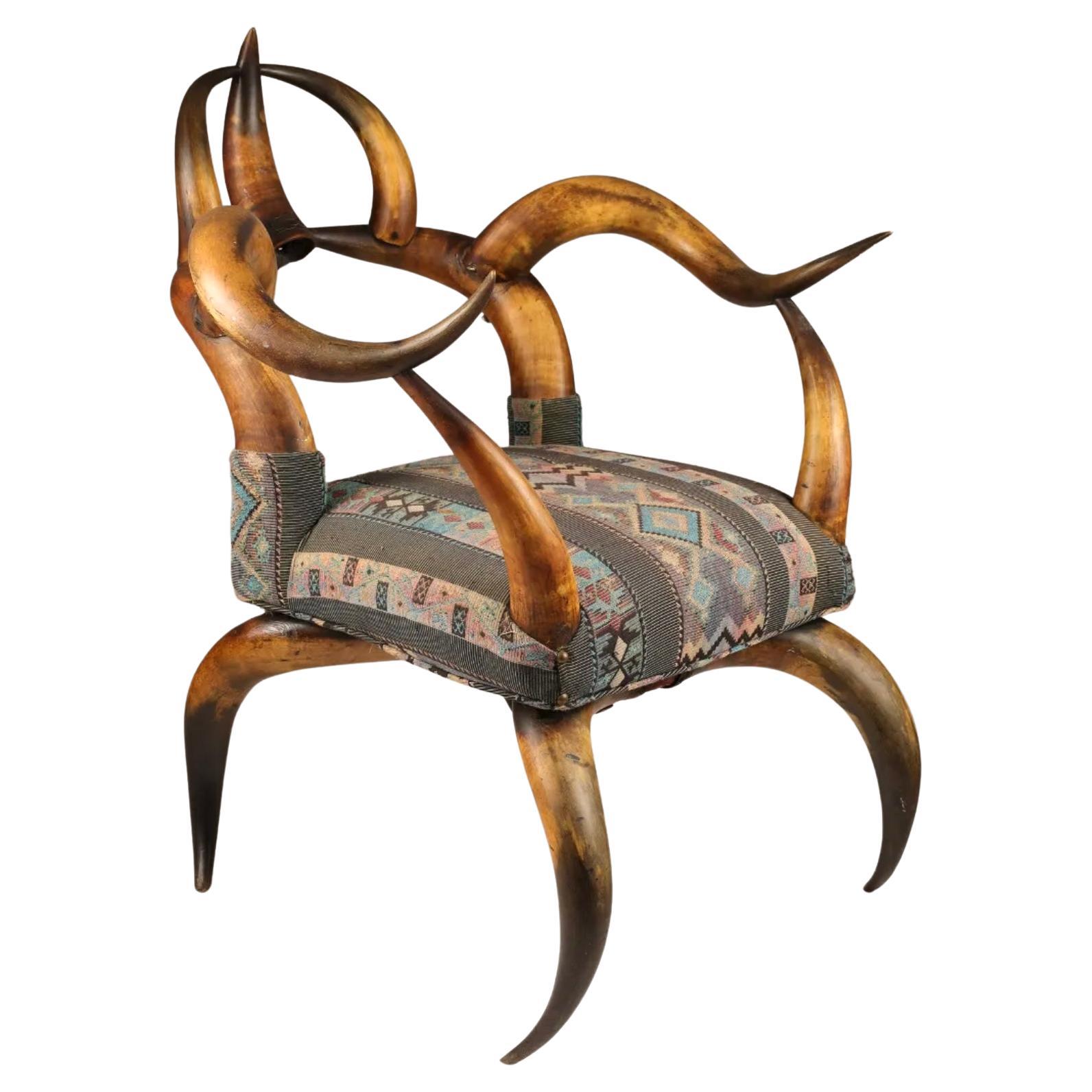 19th Century American Rustic Cattle Horn Armchair For Sale